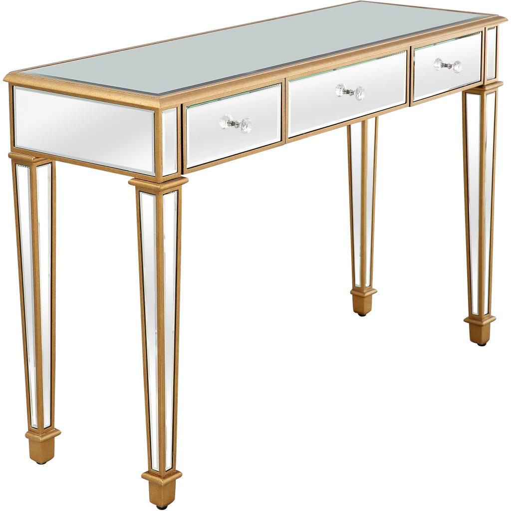 Gold Finish Trim Console Table