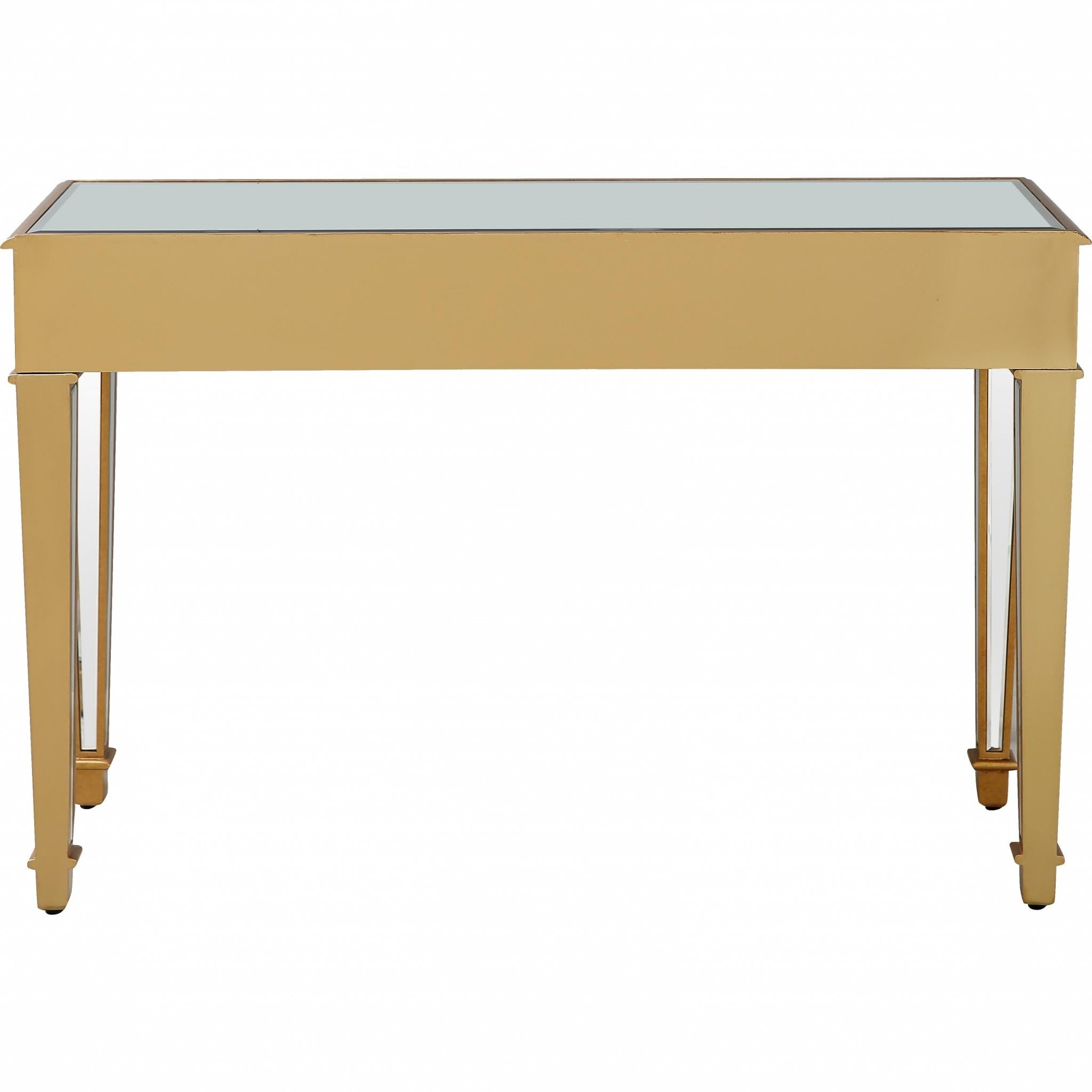 Gold Finish Trim Console Table