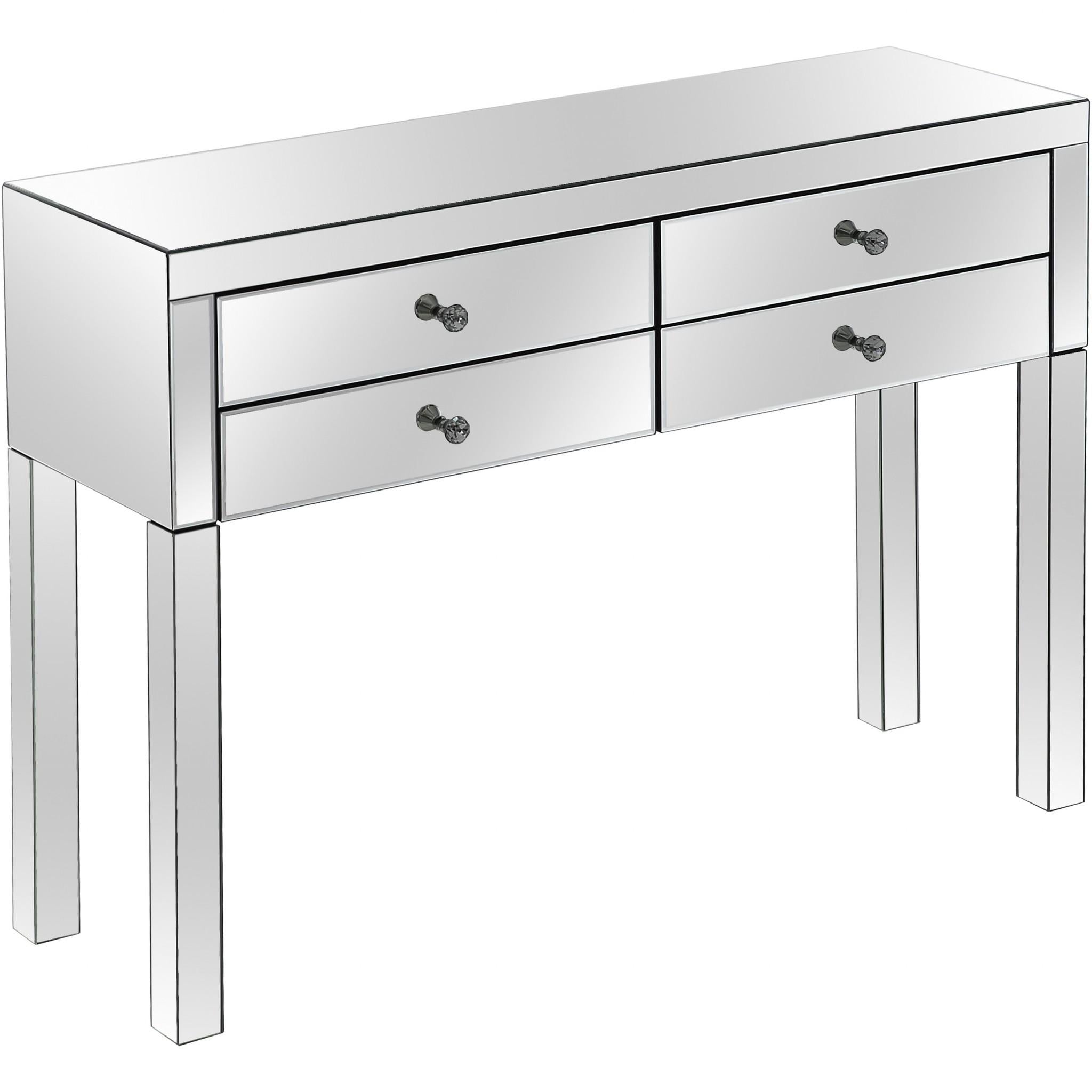 Silver Four Drawer Console Table