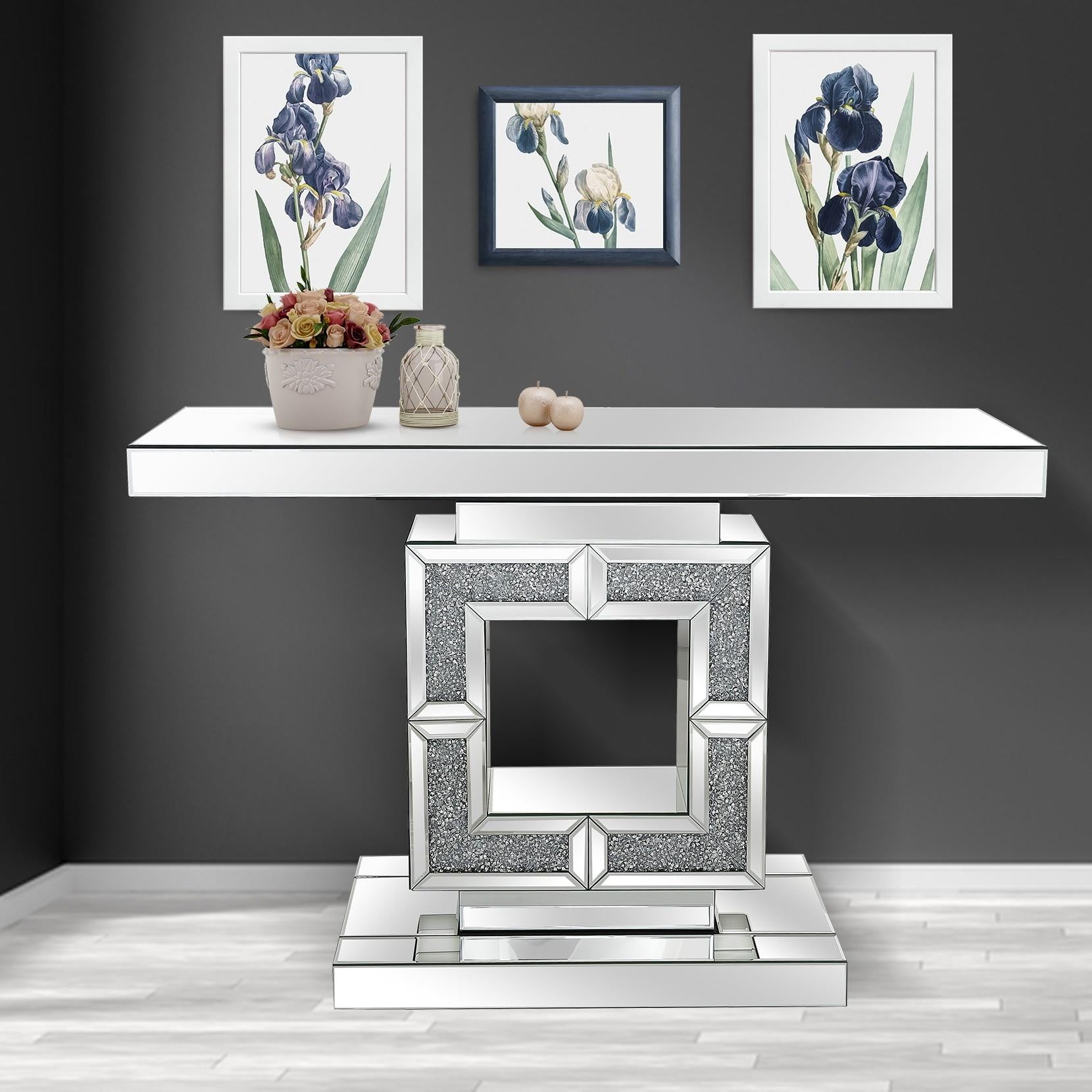 Silver Pedestal Console Table