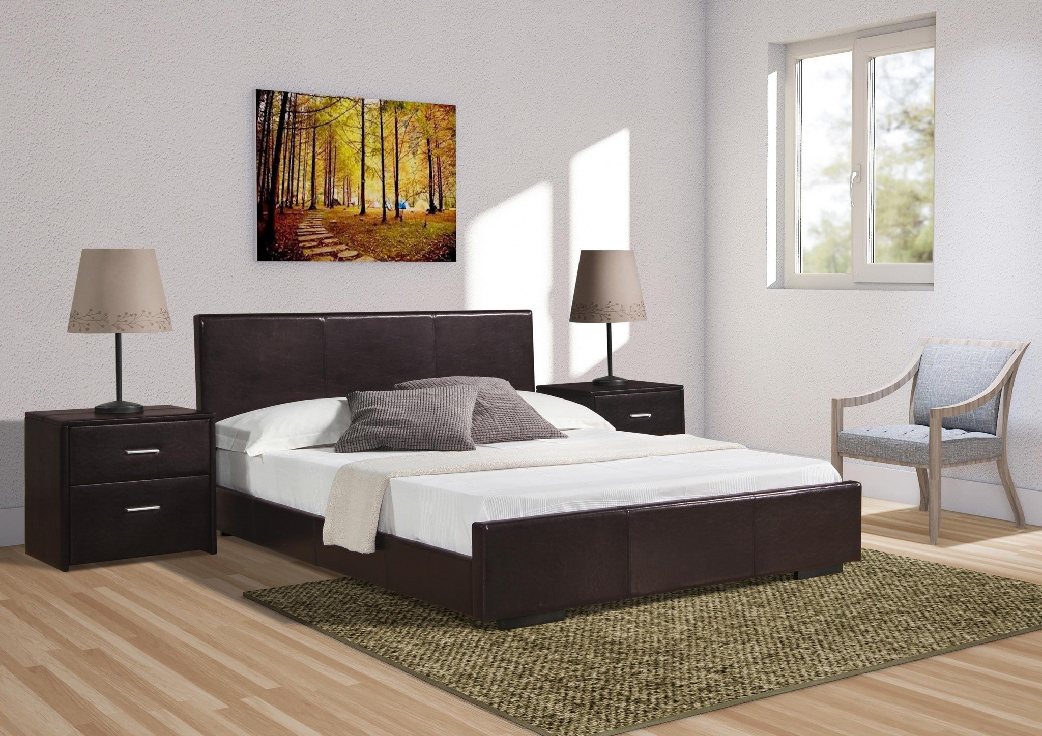 Brown Platform Twin Bed