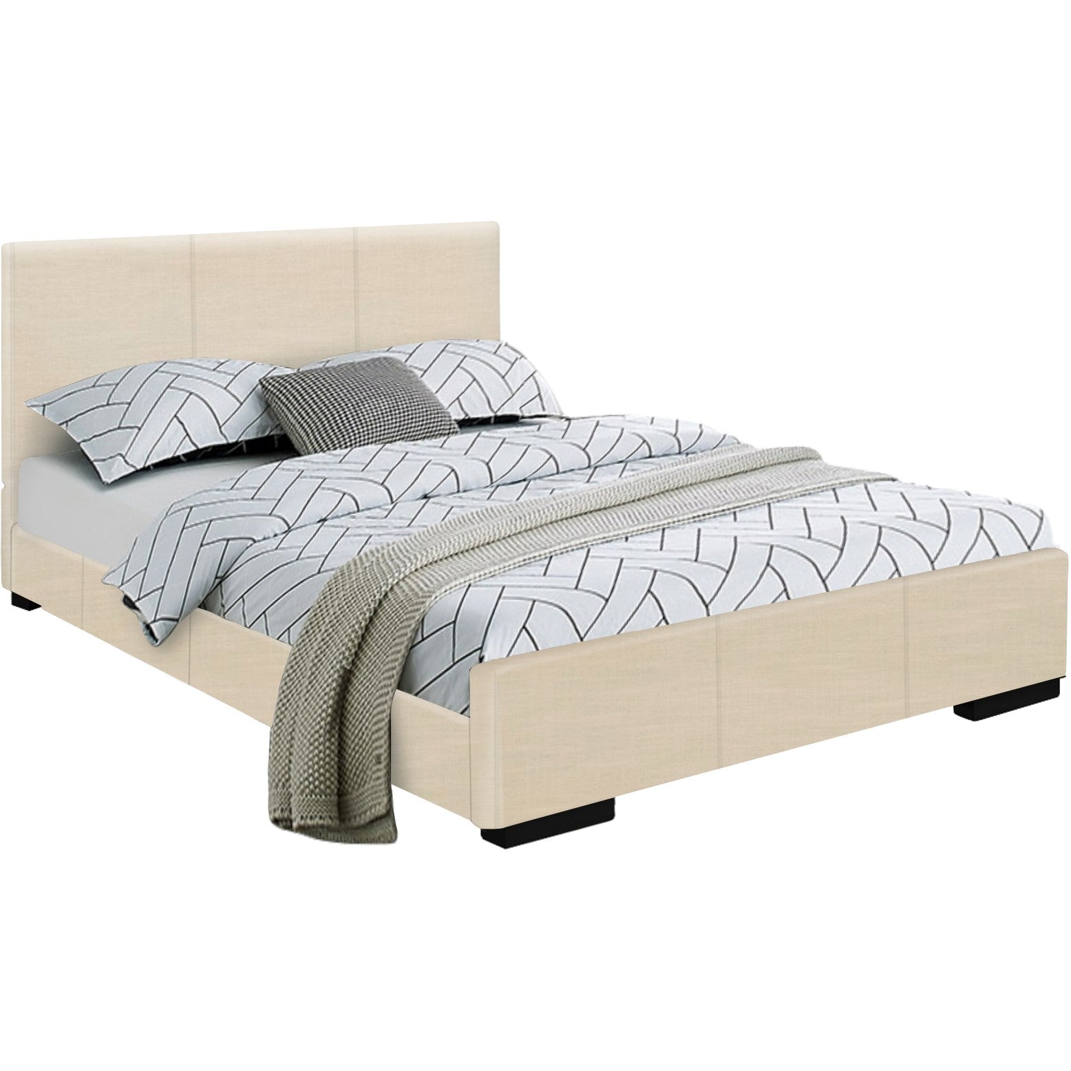 Beige Platform King Bed