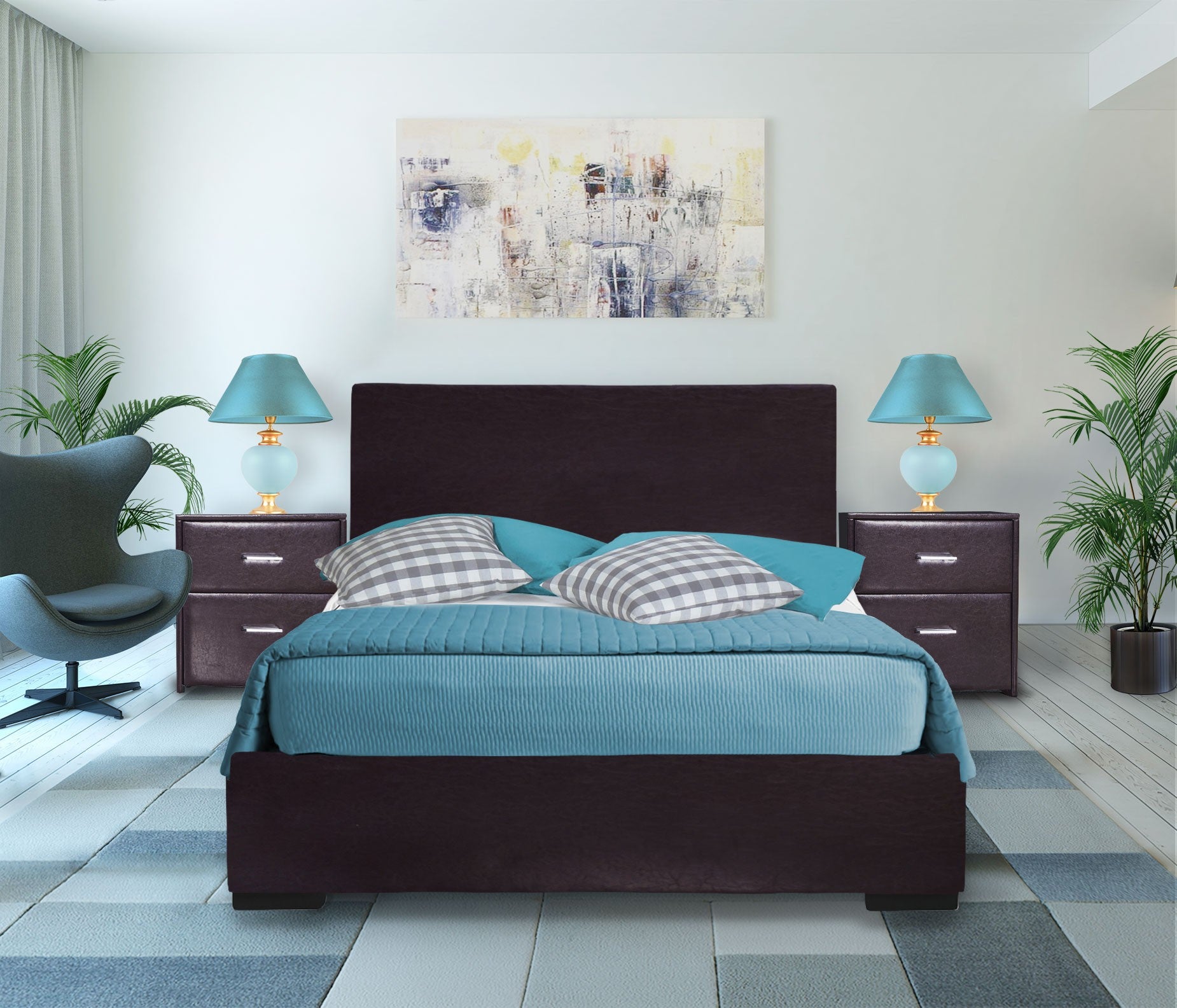 Brown Upholstered Twin Platform Bed Default Title