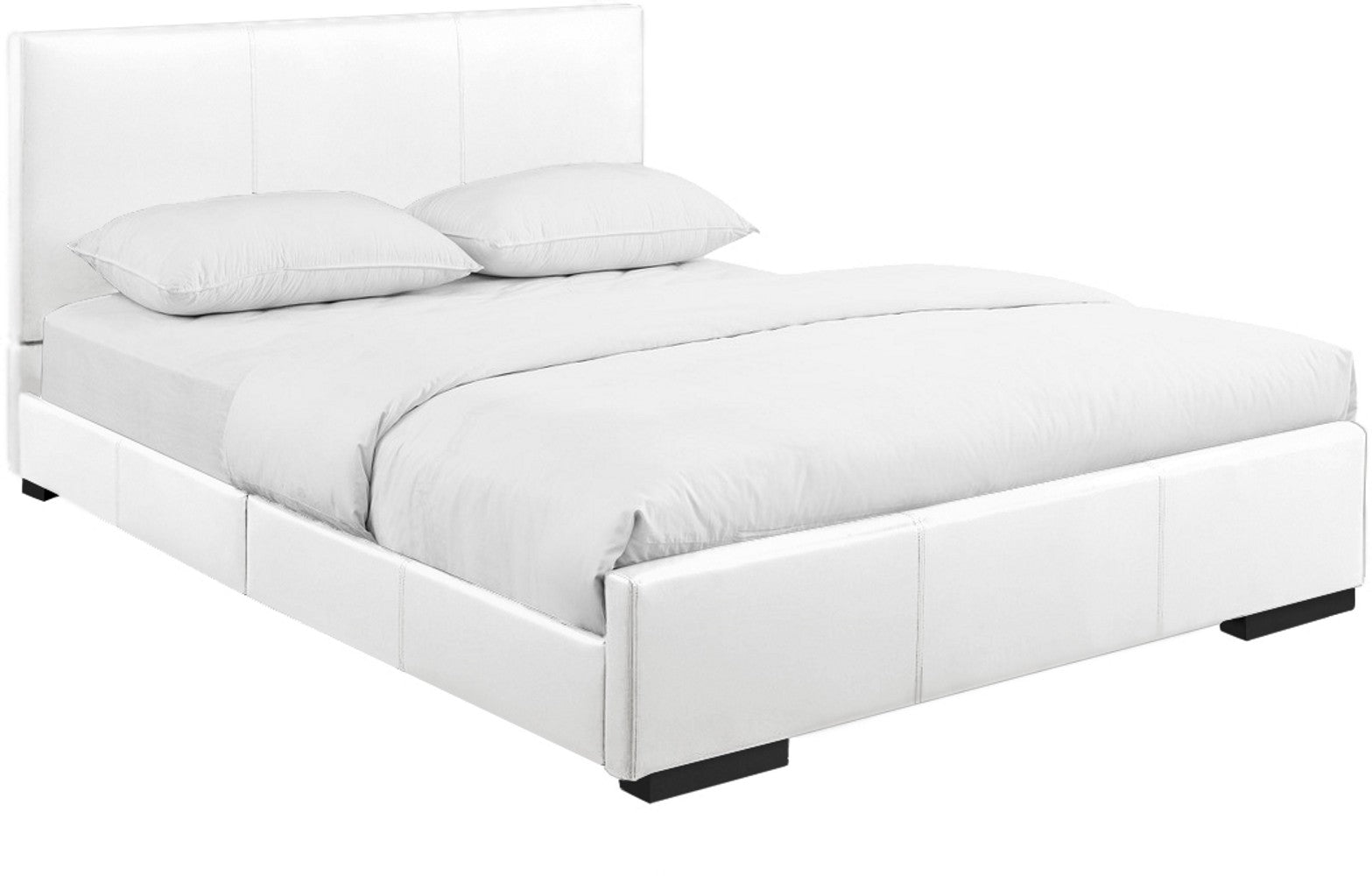 White Upholstered Twin Platform Bed
