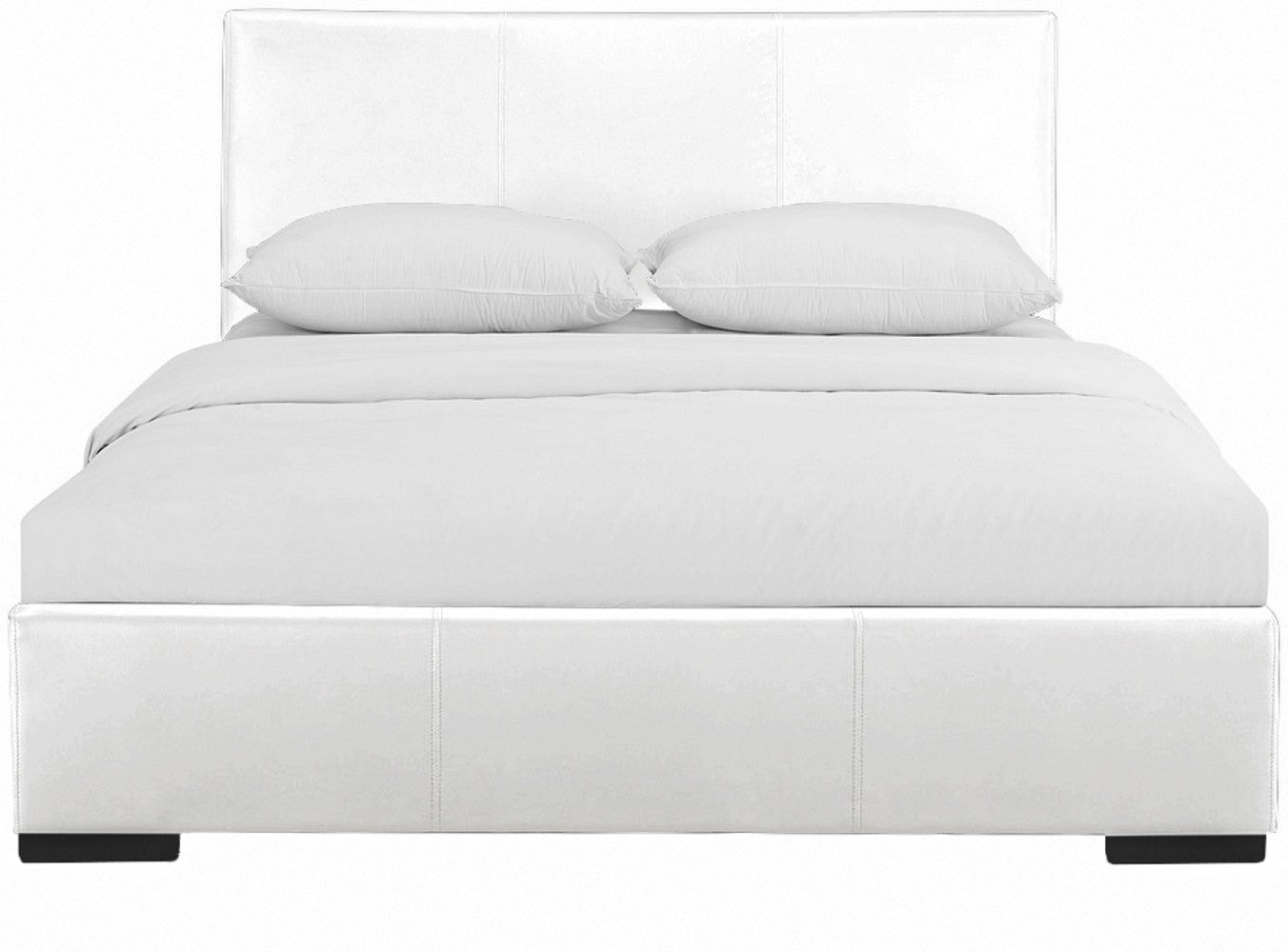 White Upholstered Queen Platform Bed