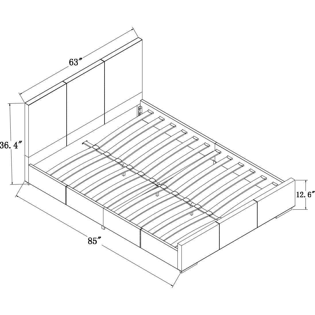 White Upholstered Queen Platform Bed