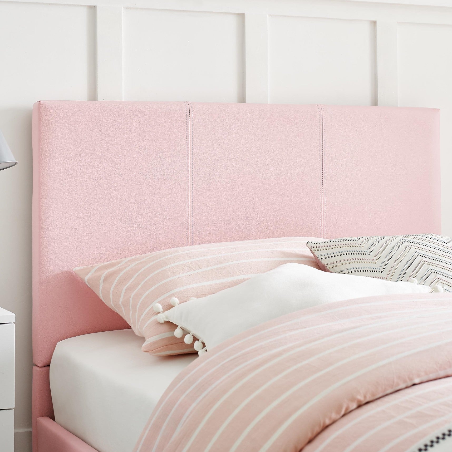 Pink Upholstered Twin Platform Bed