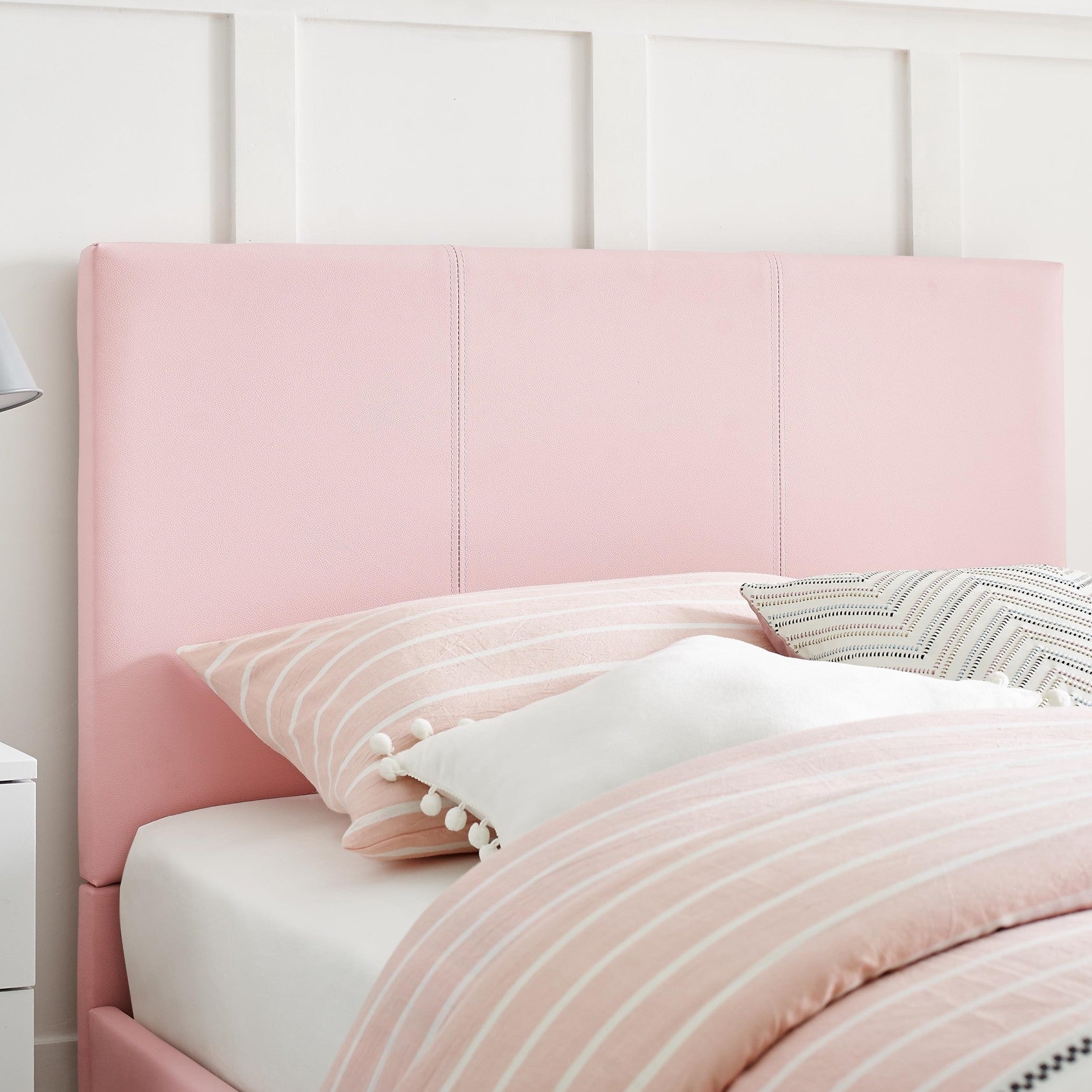 Pink Upholstered Full Platform Bed