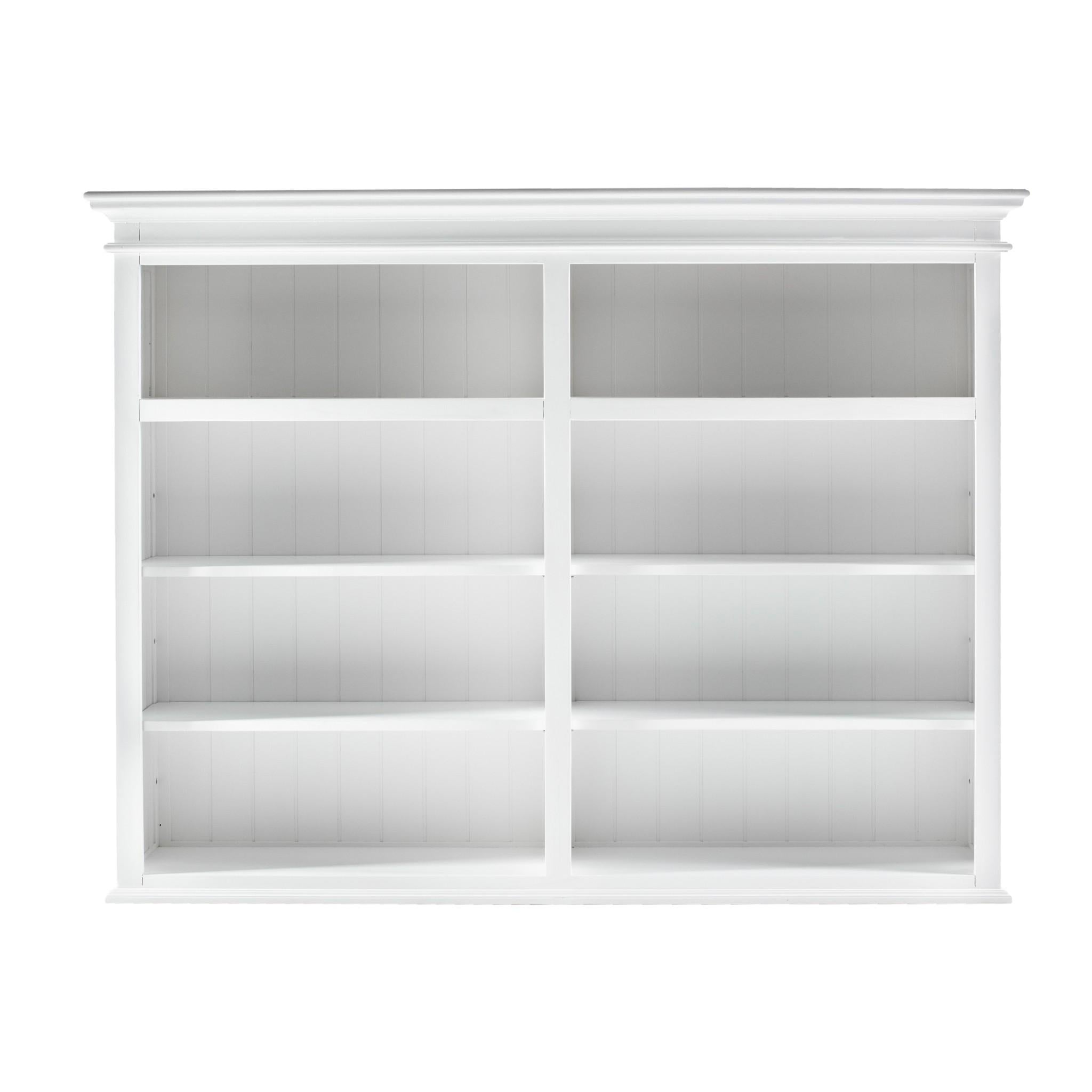 Classic White Hutch Bookcase with 5 Doors and 3 Drawers