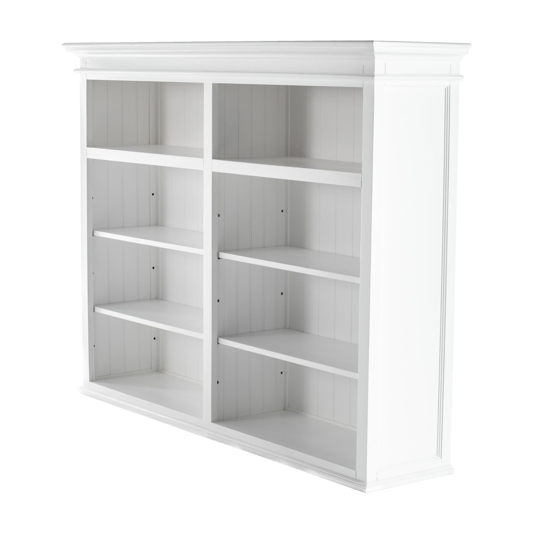 Classic White Hutch Bookcase with 5 Doors and 3 Drawers