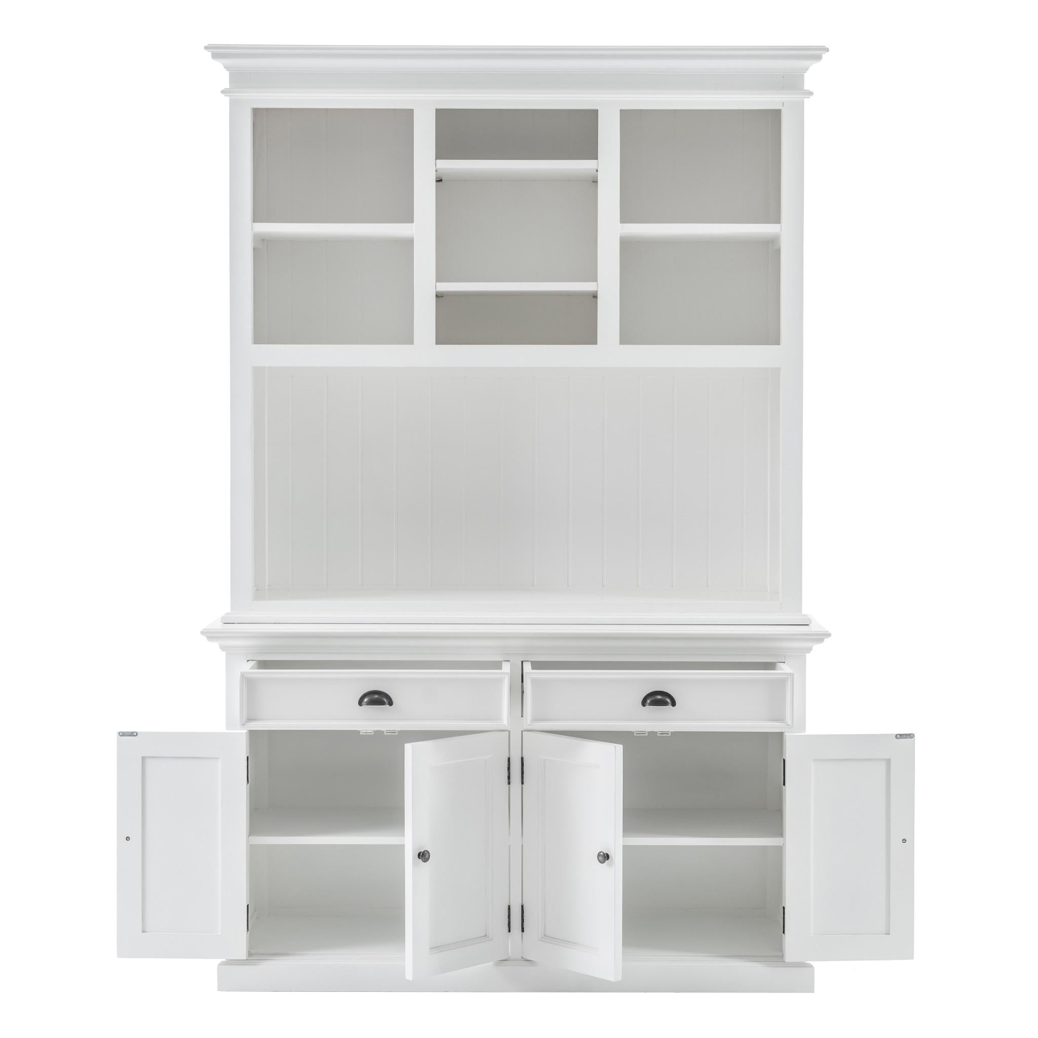 Classic White Buffet Hutch Unit with 2 Adjustable Shelves