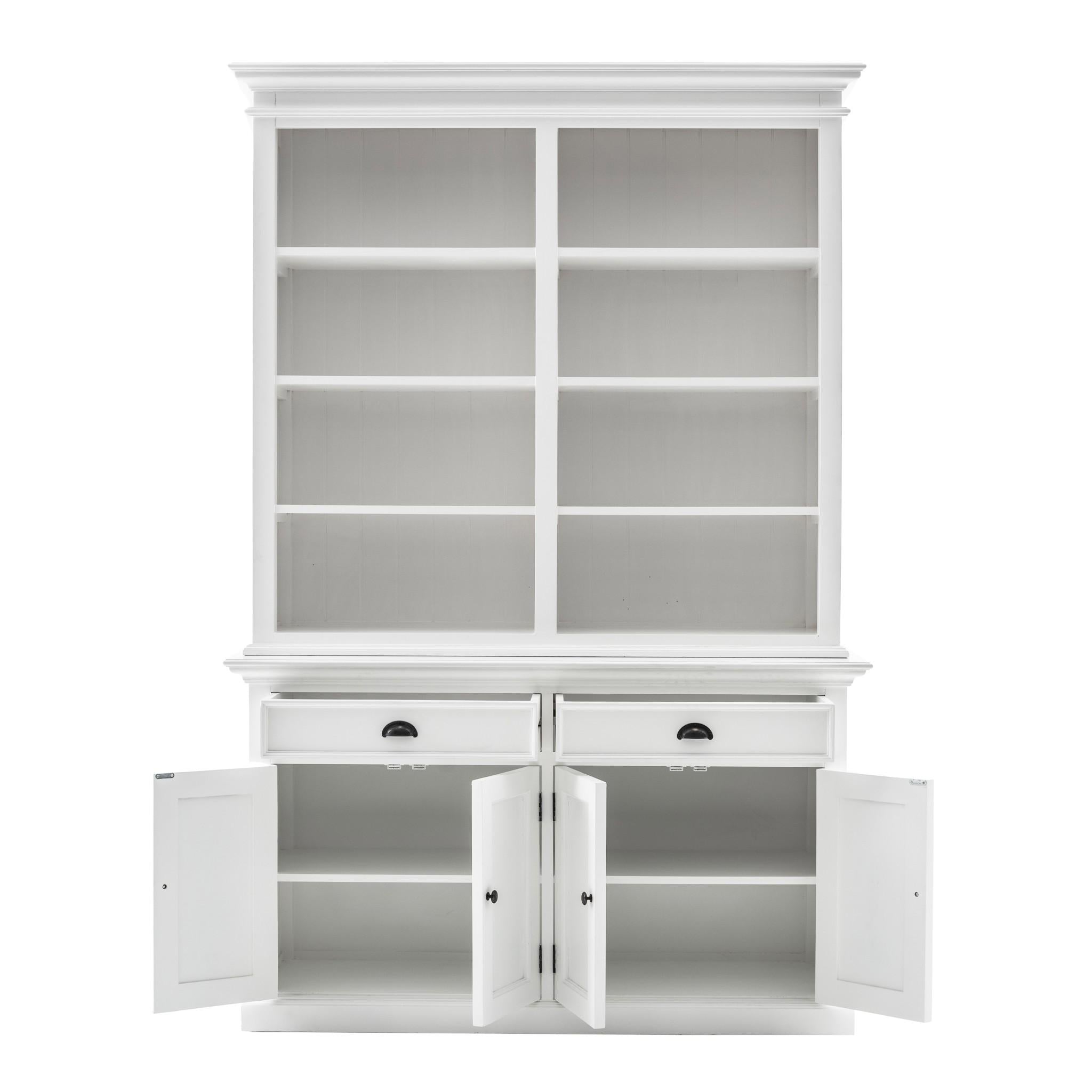 Classic White Buffet Hutch Unit with 8 Shelves