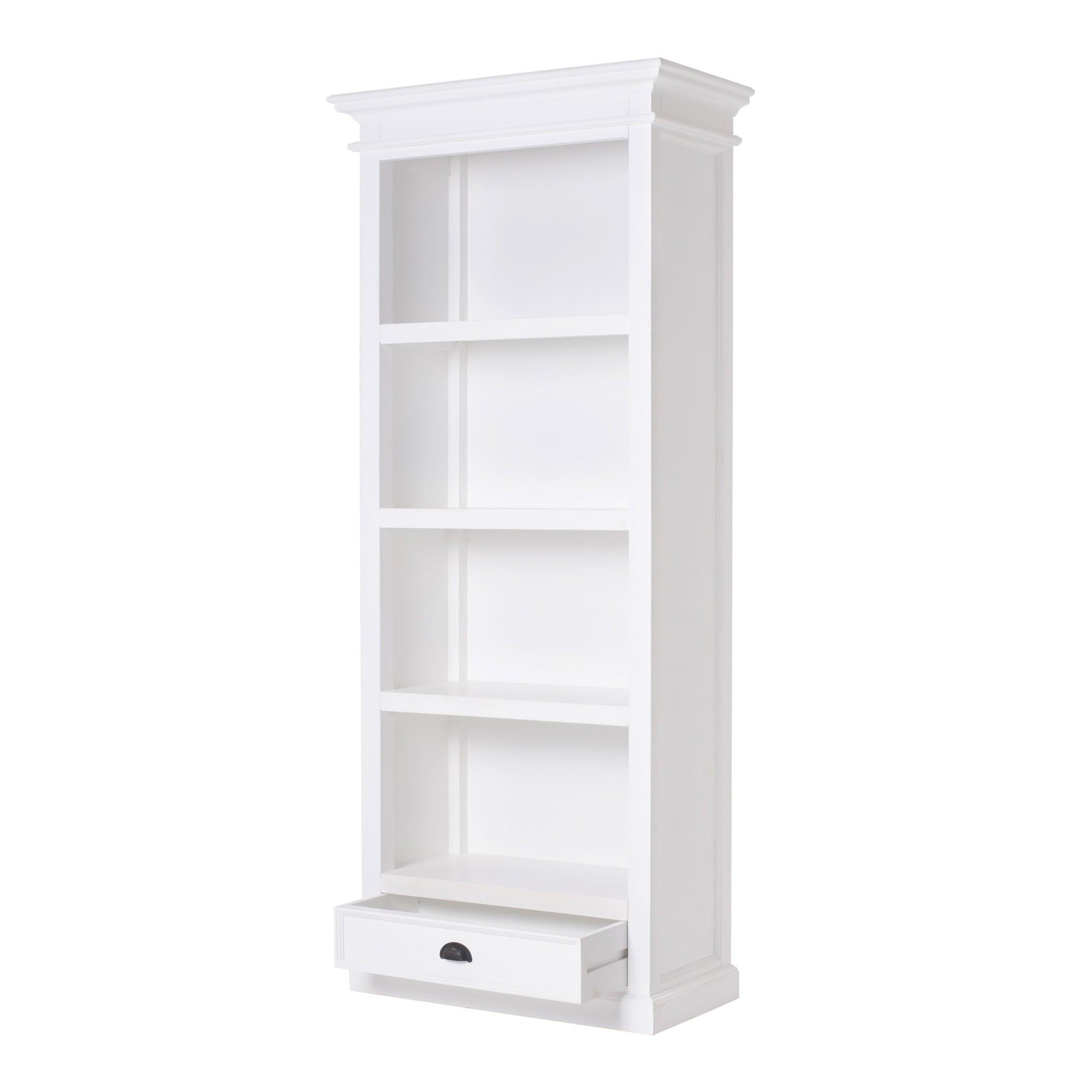 Classic White Bookcase With One Drawer