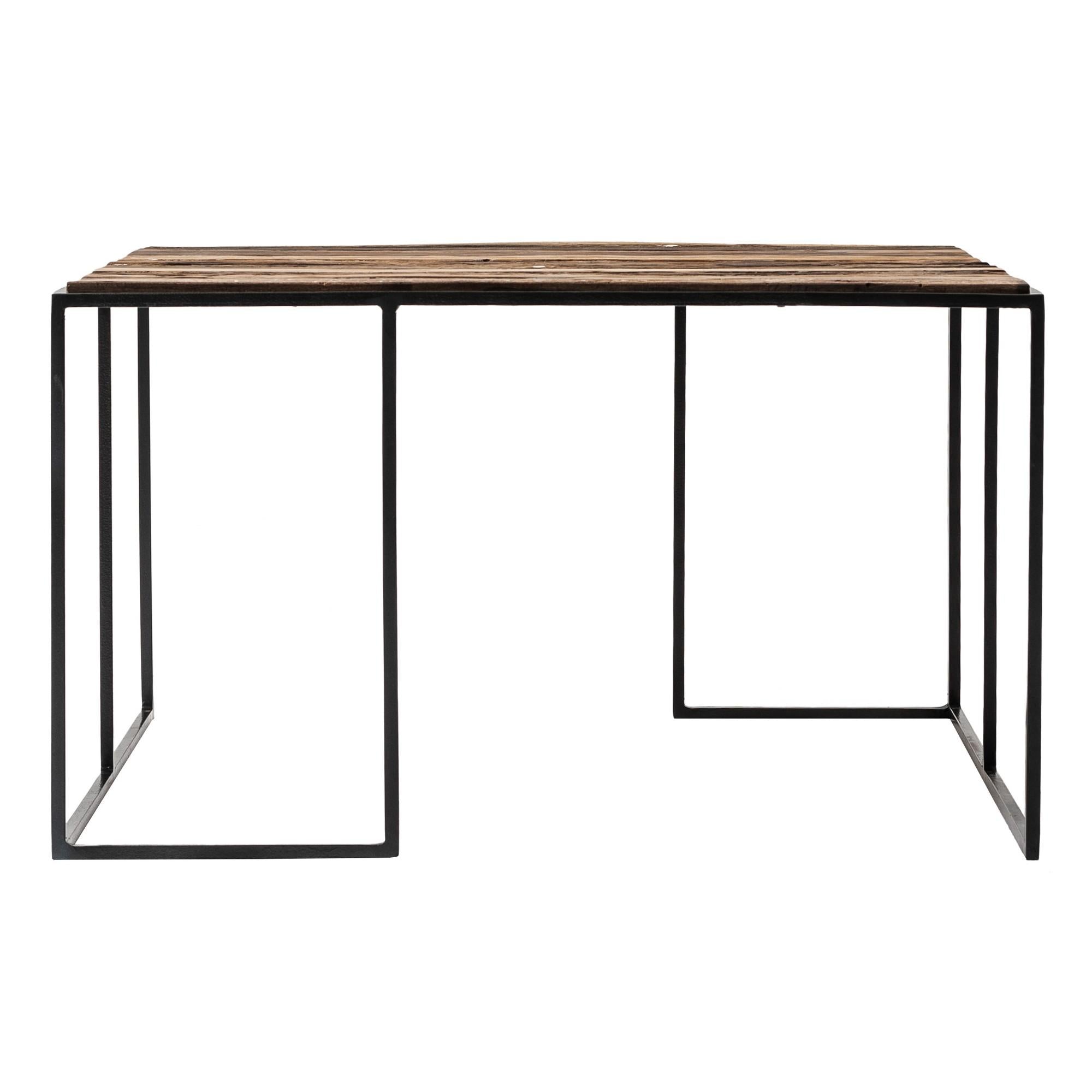 Set of Three Black and Rustic Natural Nesting Tables