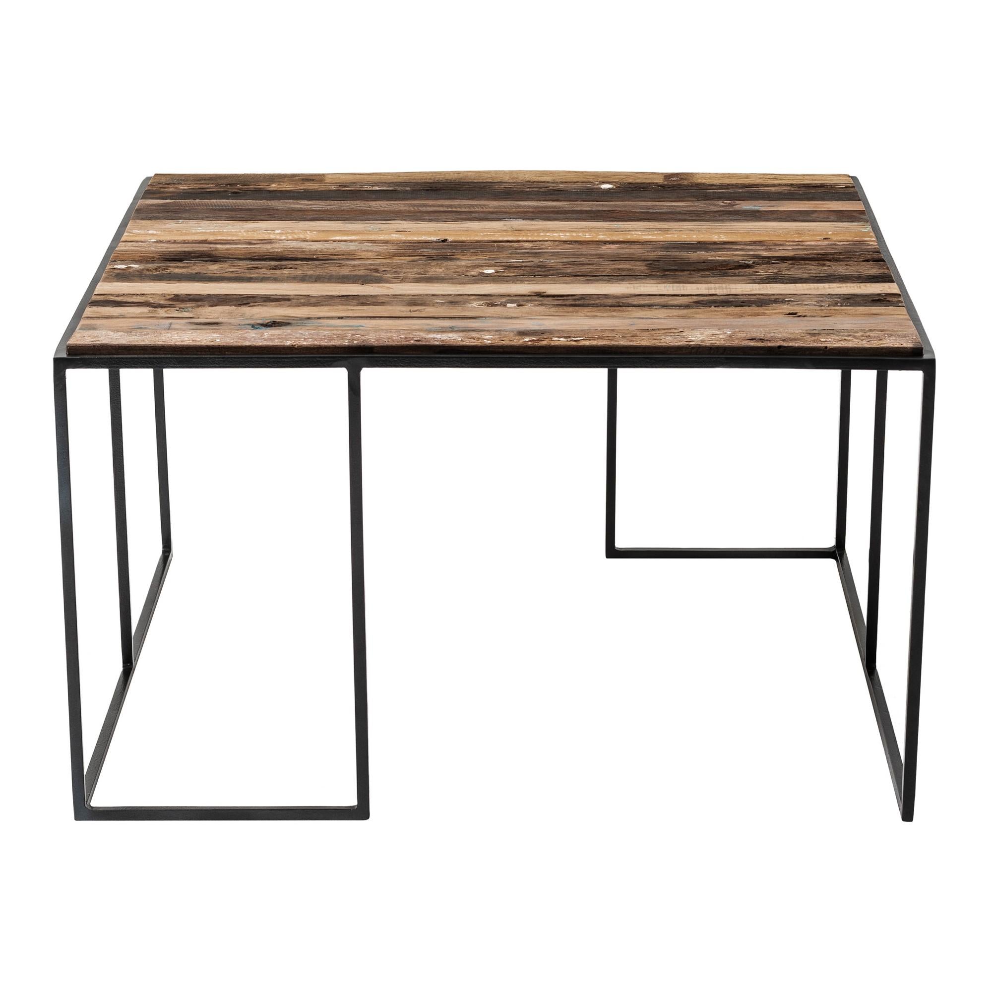 Set of Three Black and Rustic Natural Nesting Tables