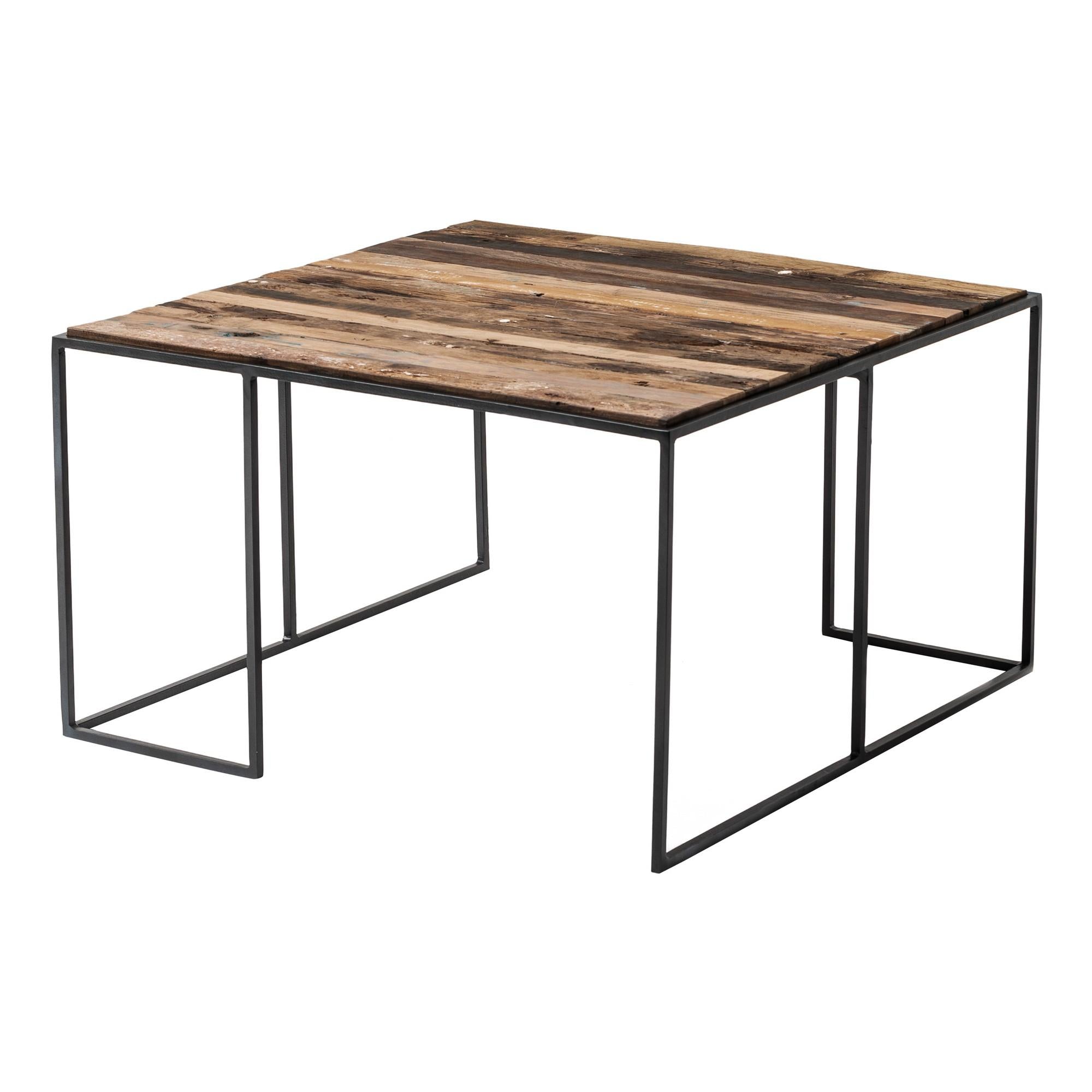 Set of Three Black and Rustic Natural Nesting Tables