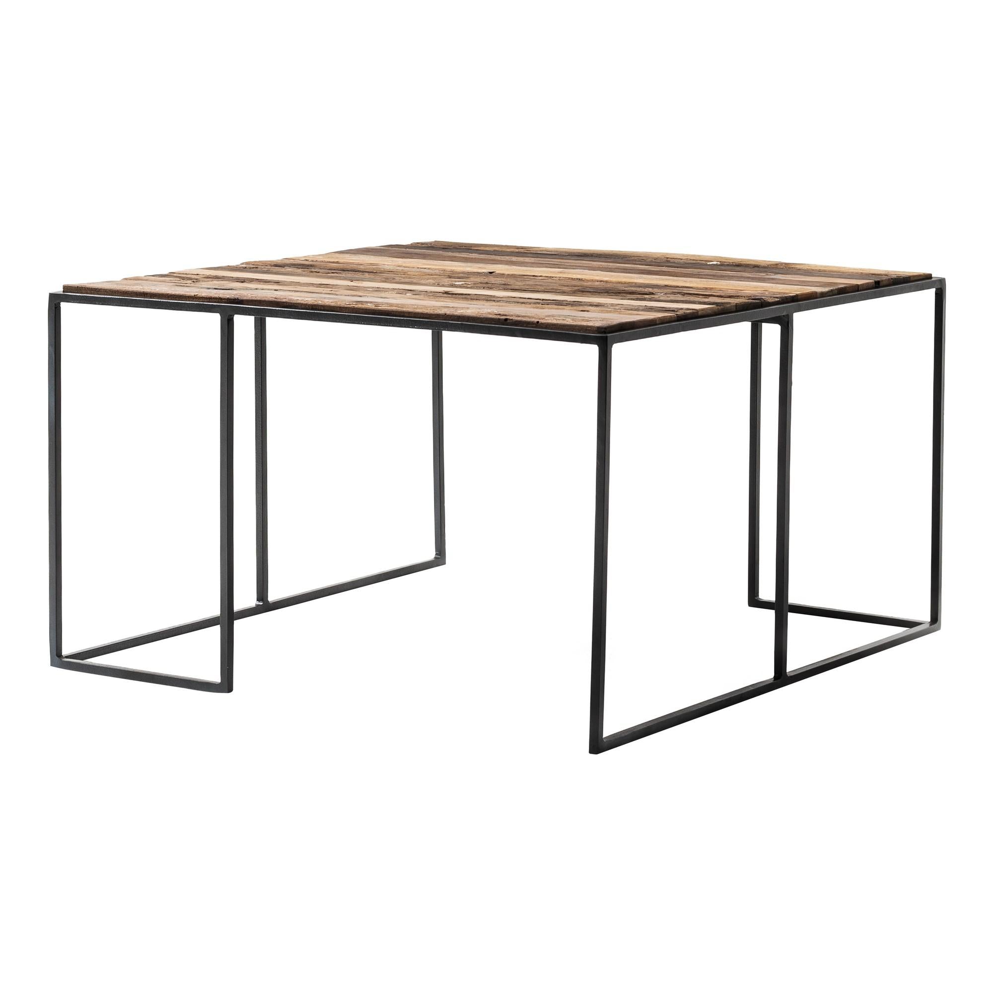 Set of Three Black and Rustic Natural Nesting Tables