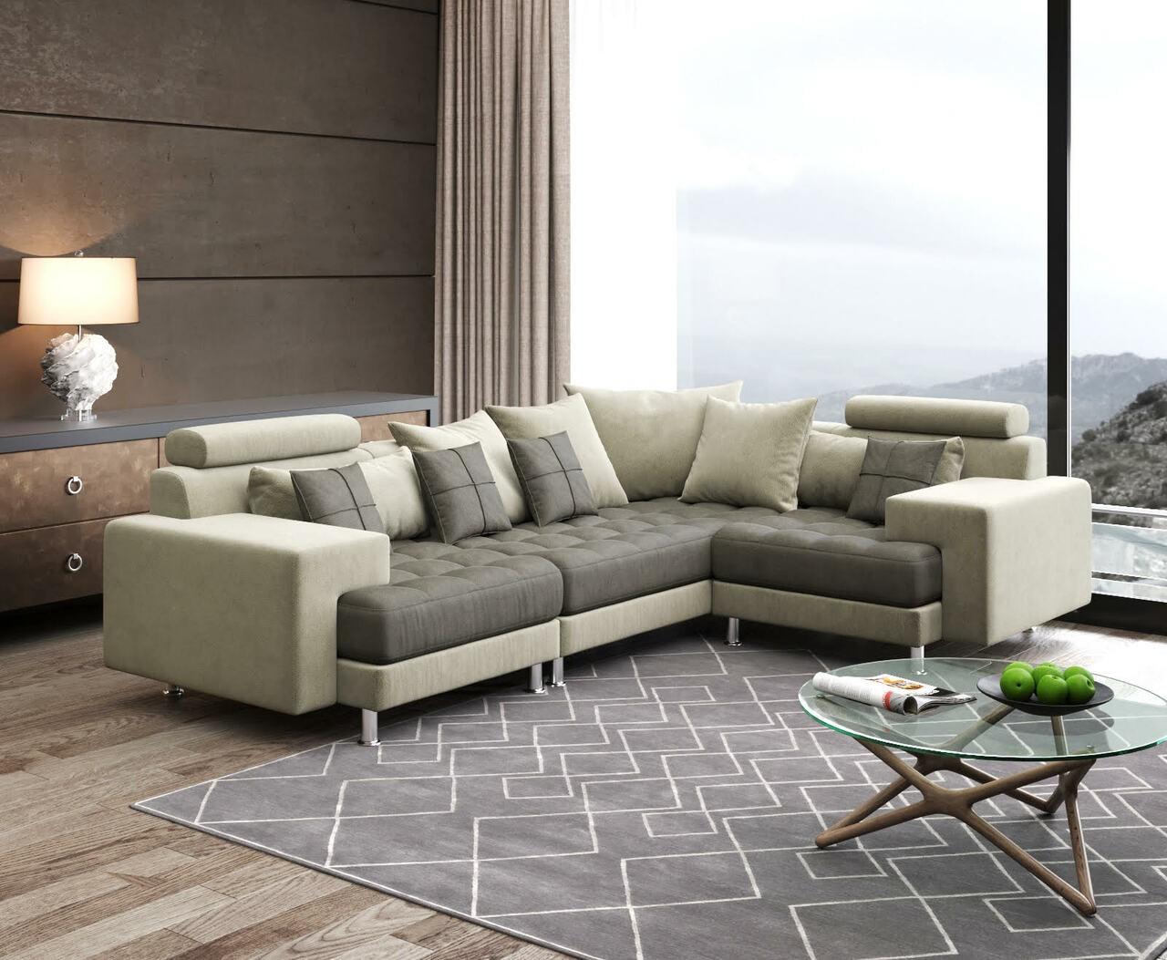 Hercules Gray Microfiber Three Piece Left Sectional Sofa