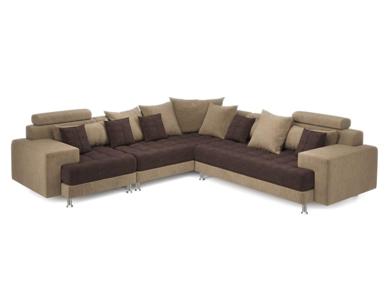 Hercules Brown Microfiber Three Piece Slight Left Sectional Sofa