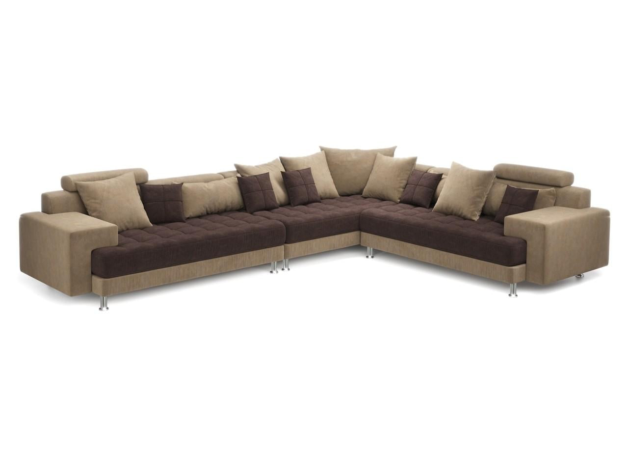 Hercules Brown Microfiber Three Piece Left L Shape Sectional Sofa