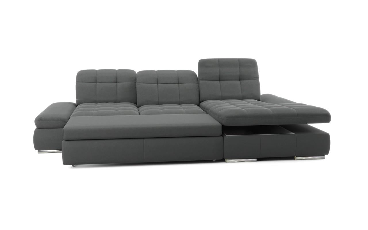 Mod Gray Two Piece Left Sectional Sofa with Storage and Sleeper