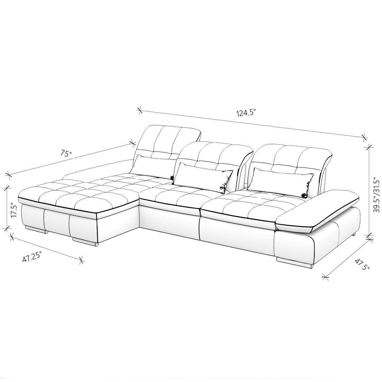 Mod Gray Two Piece Right Sectional Sofa with Storage and Sleeper