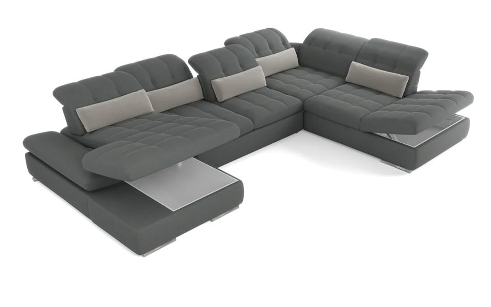 Mod Gray Five Piece Left Sectional Sofa with Storage and Sleeper