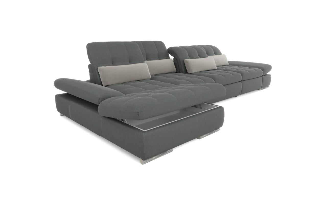 Mod Gray Three Piece Left Sectional Sofa with Storage and Sleeper