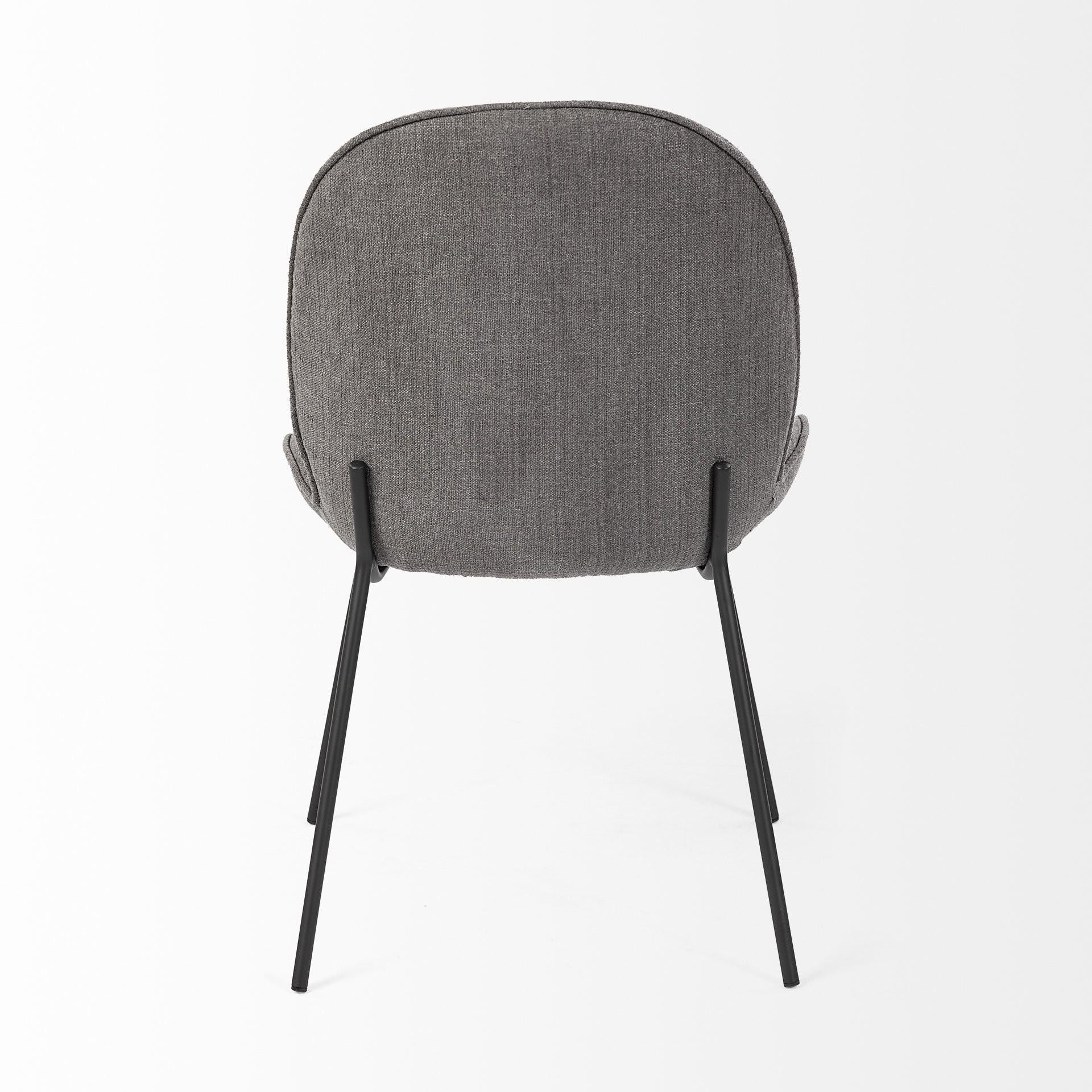 Black and Gray Flaired Seat Fabric Dining Chair