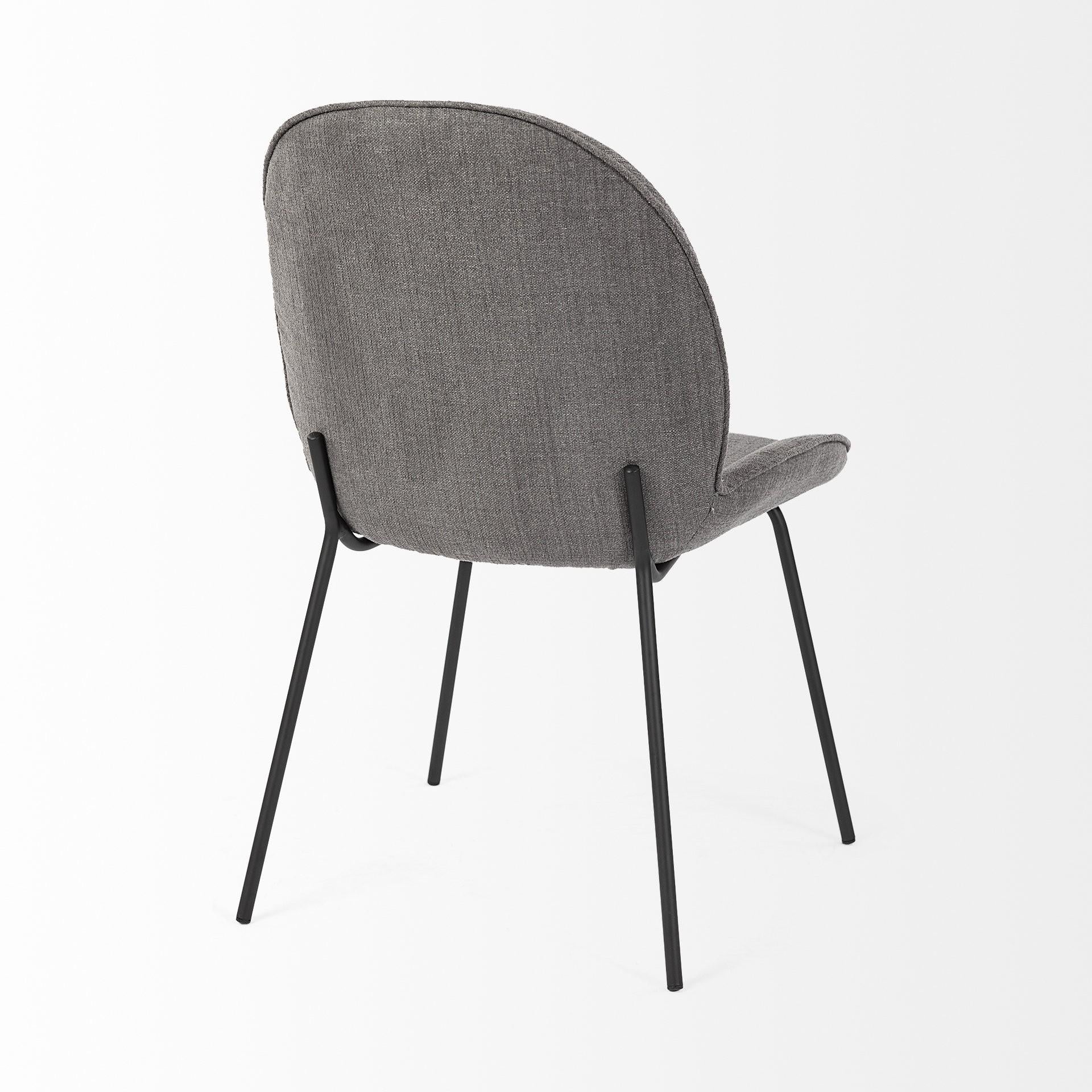 Black and Gray Flaired Seat Fabric Dining Chair