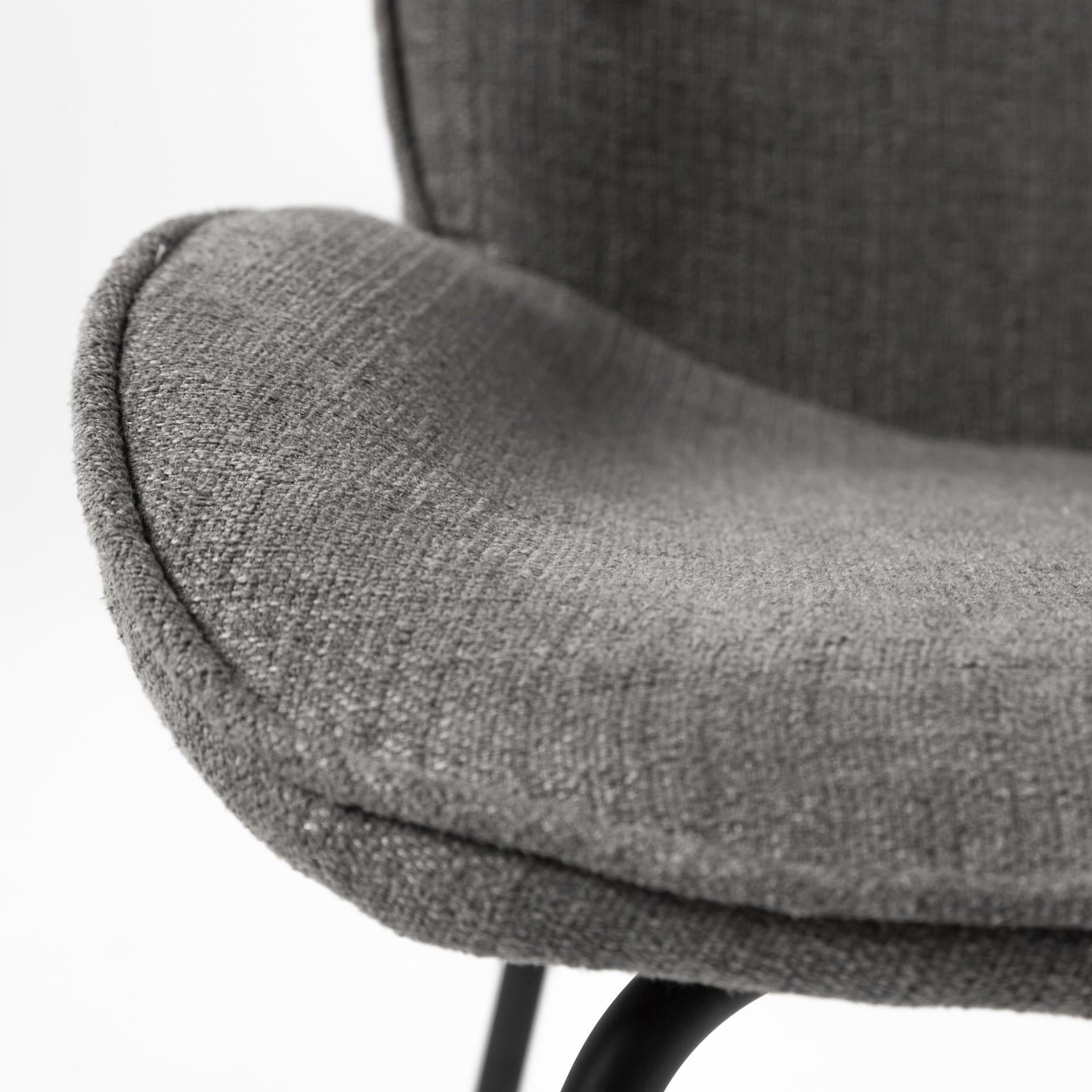 Black and Gray Flaired Seat Fabric Dining Chair