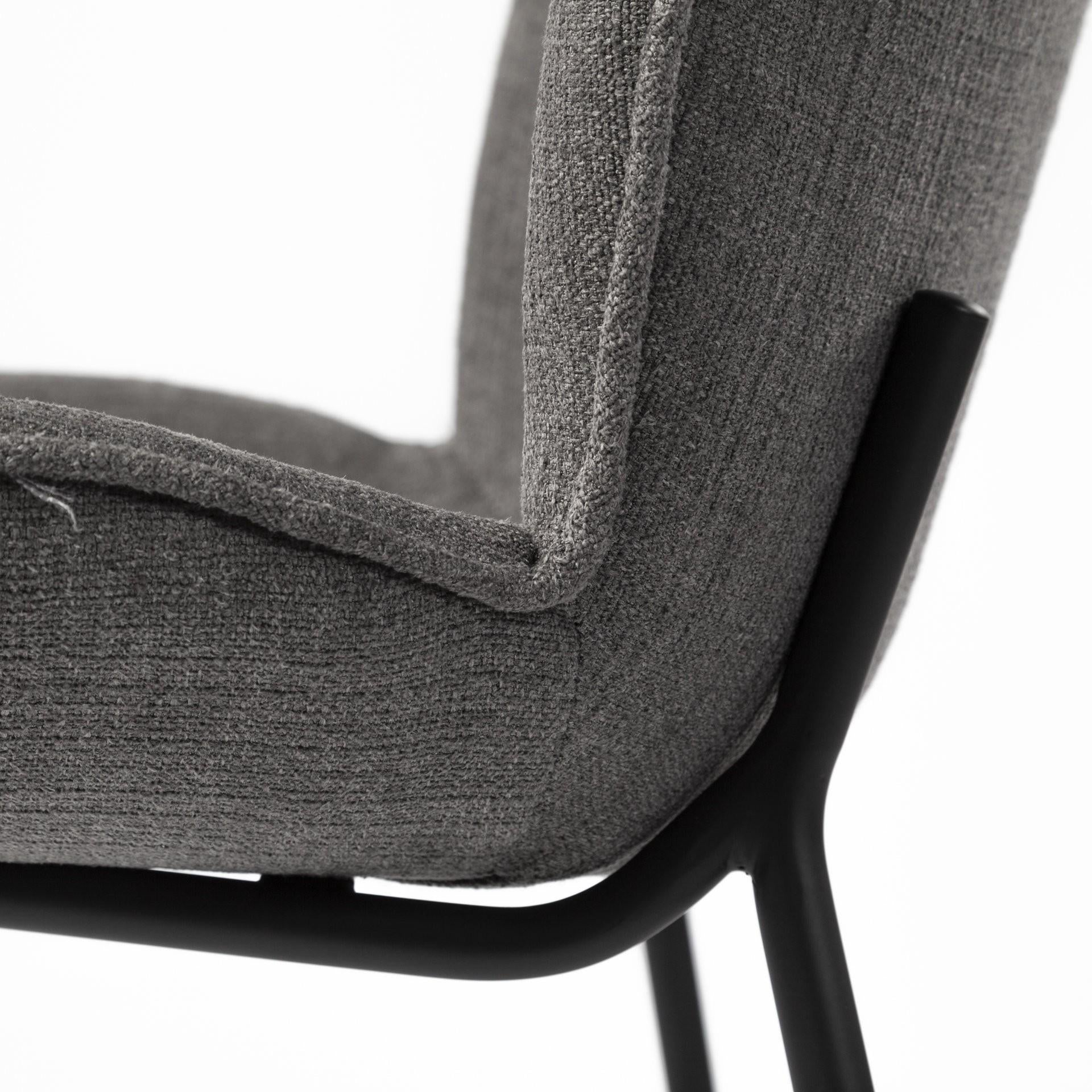 Black and Gray Flaired Seat Fabric Dining Chair