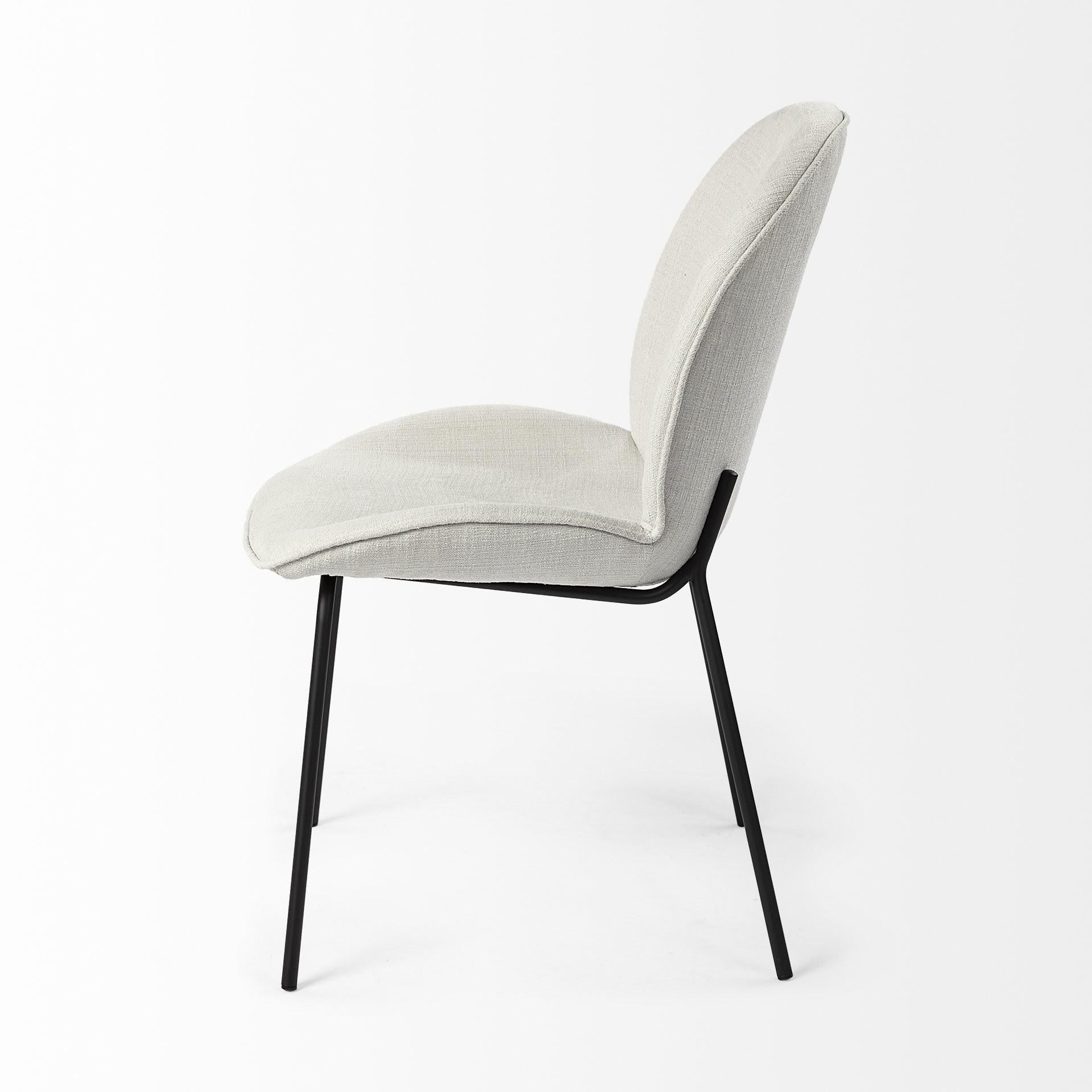 Black and White Flaired Seat Fabric Dining Chair