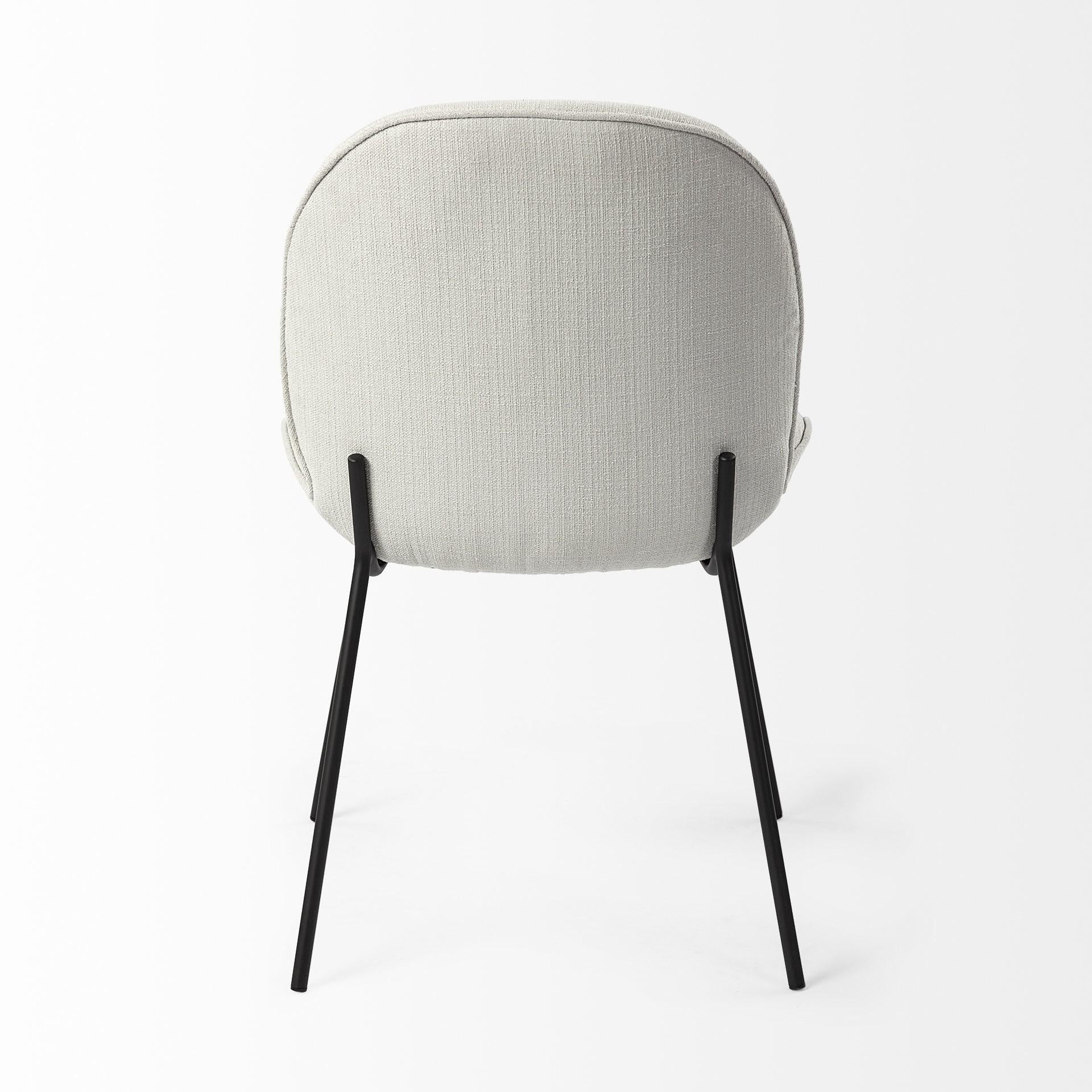 Black and White Flaired Seat Fabric Dining Chair