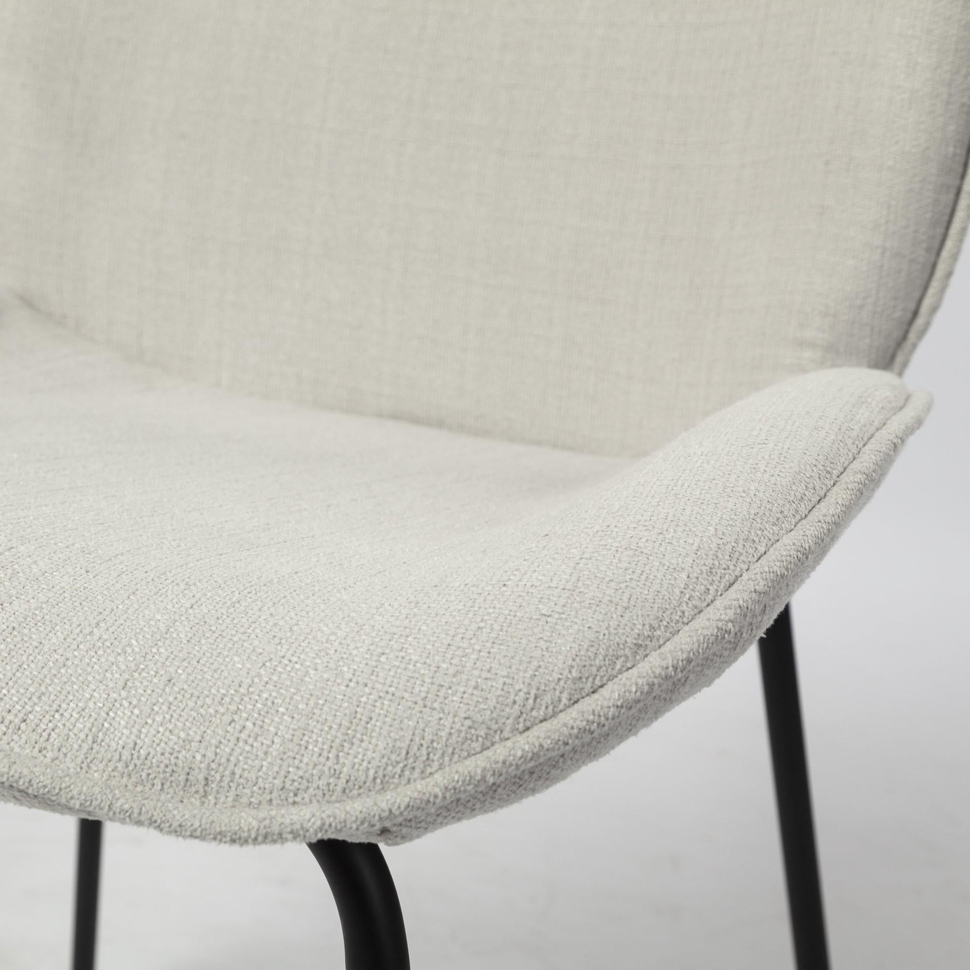 Black and White Flaired Seat Fabric Dining Chair