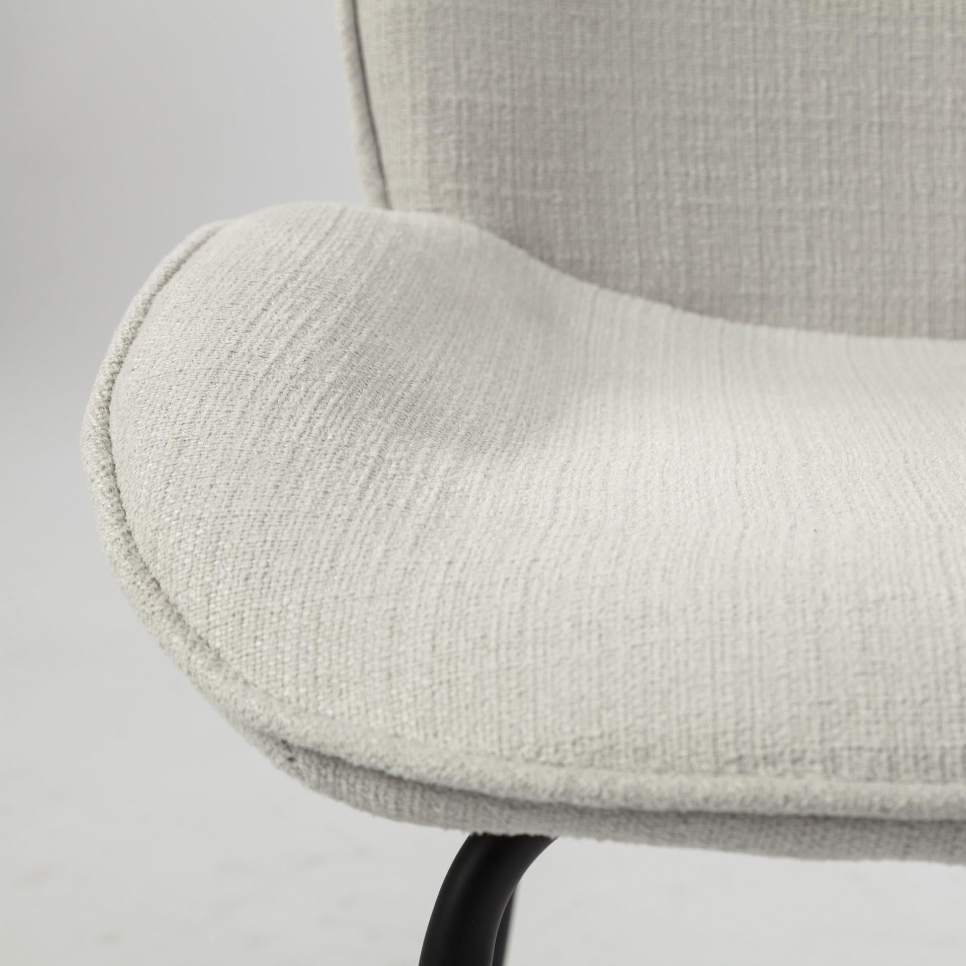 Black and White Flaired Seat Fabric Dining Chair