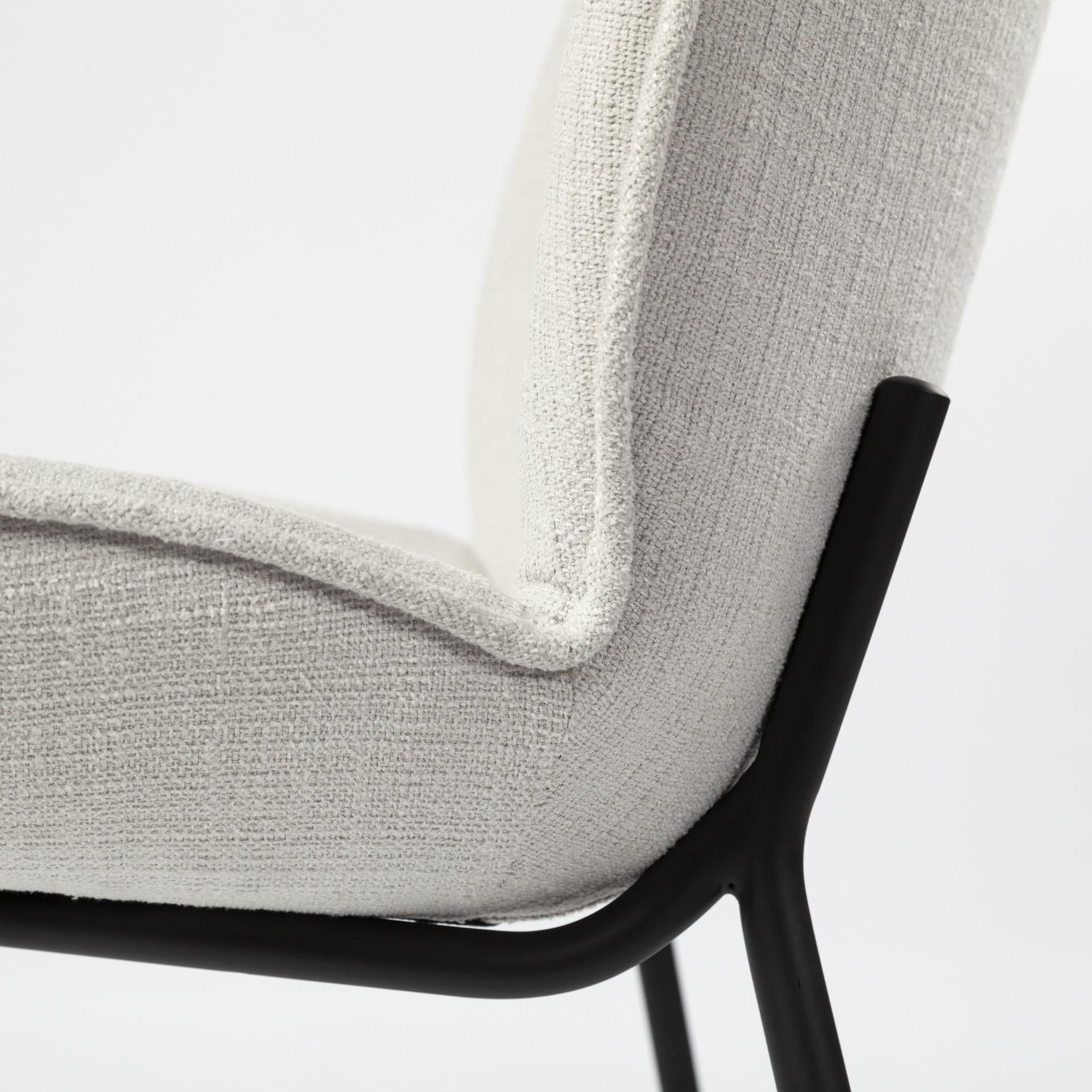 Black and White Flaired Seat Fabric Dining Chair