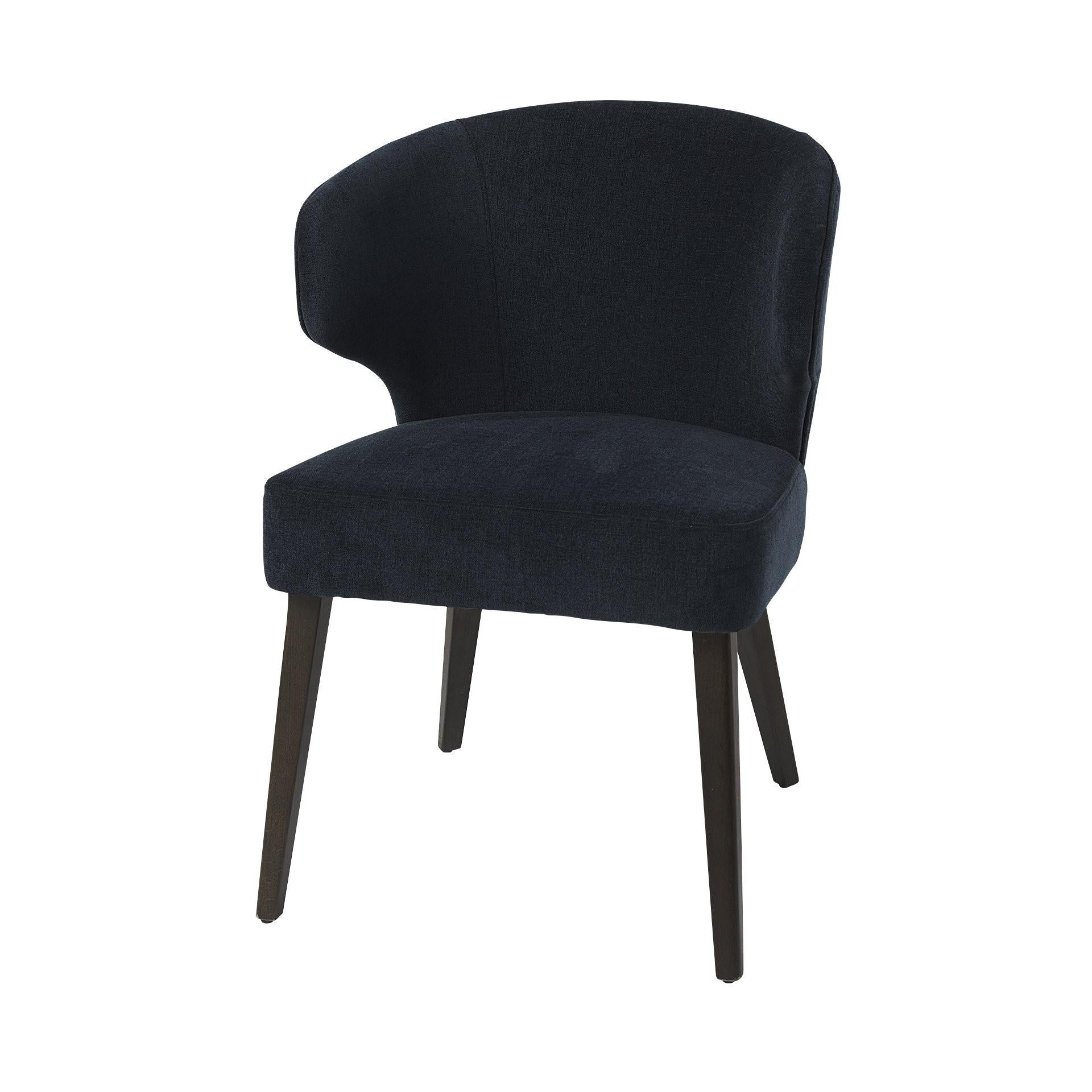 Dark Navy and Black Mid Century Wingback Dining Chair