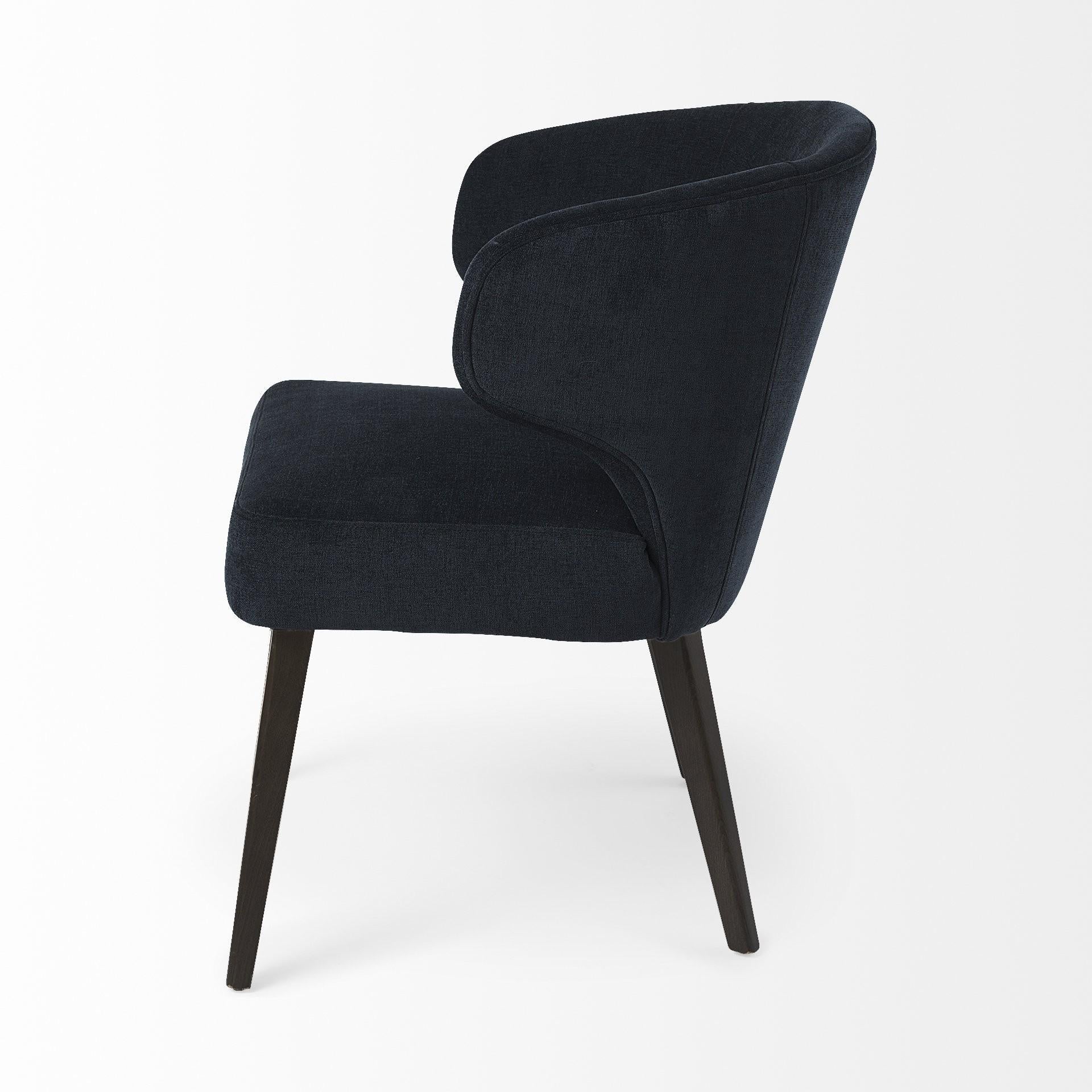 Dark Navy and Black Mid Century Wingback Dining Chair