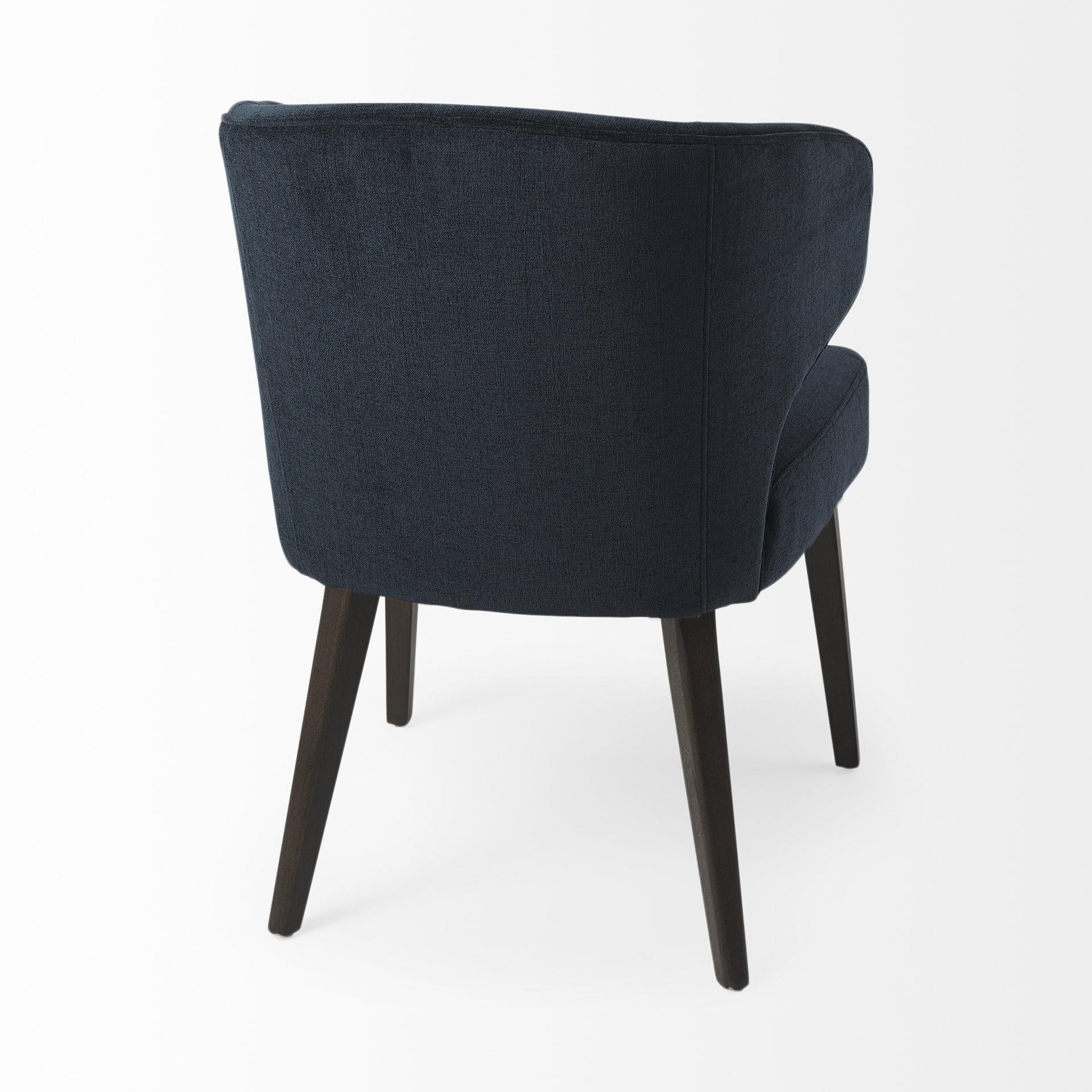 Dark Navy and Black Mid Century Wingback Dining Chair