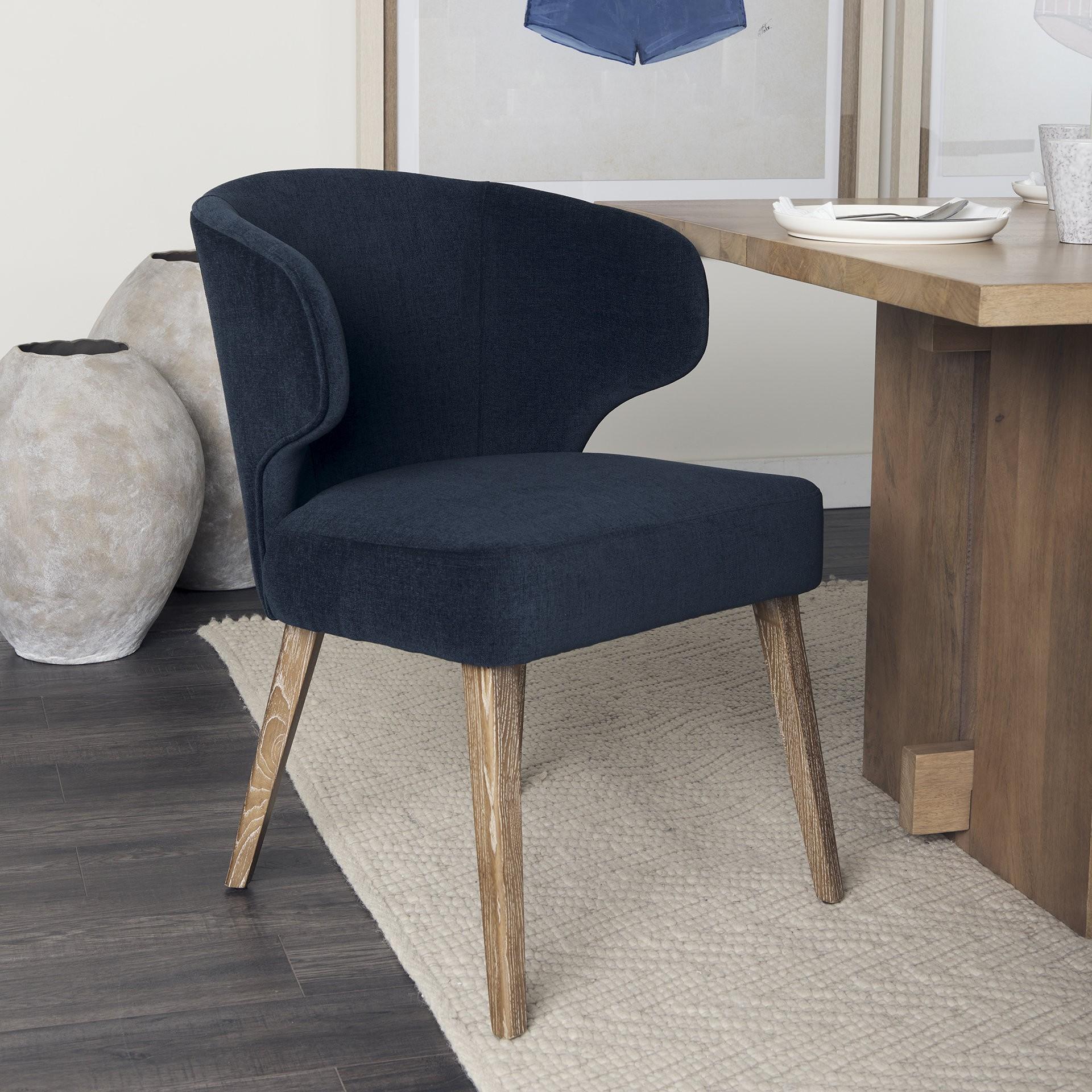 Dark Navy and Black Mid Century Wingback Dining Chair