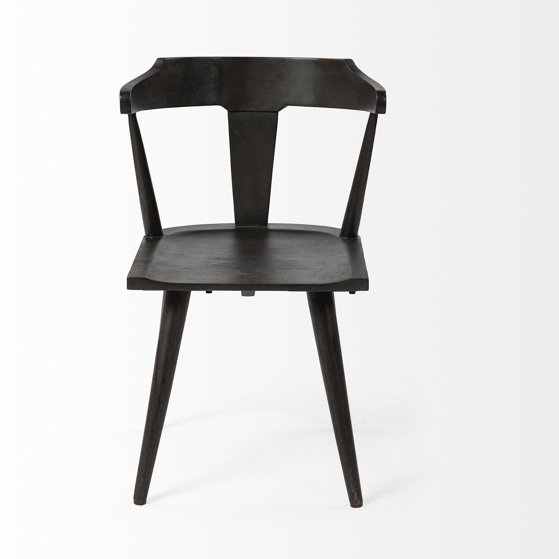 Black Mid Century Sleek Wooden Dining Chair