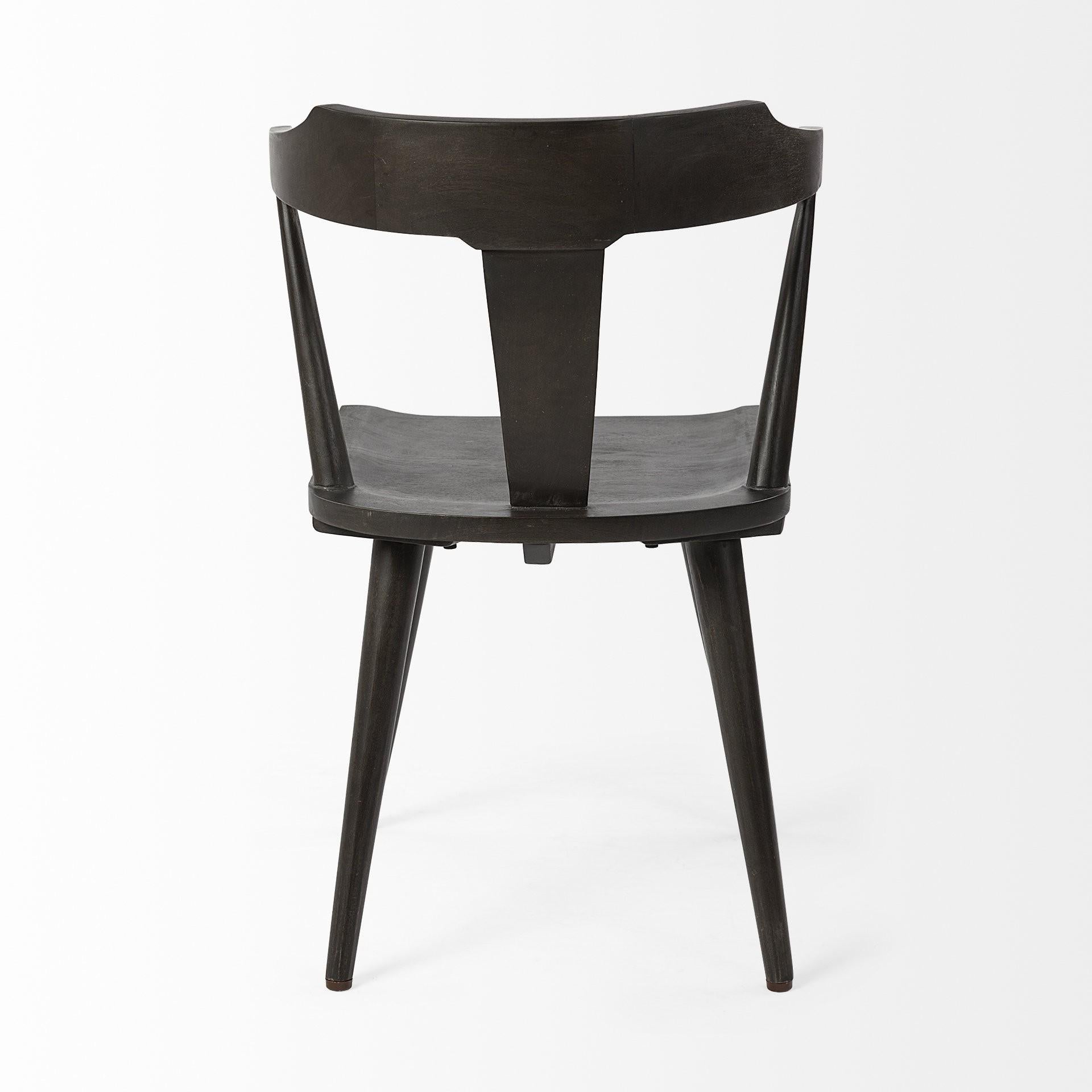 Black Mid Century Sleek Wooden Dining Chair