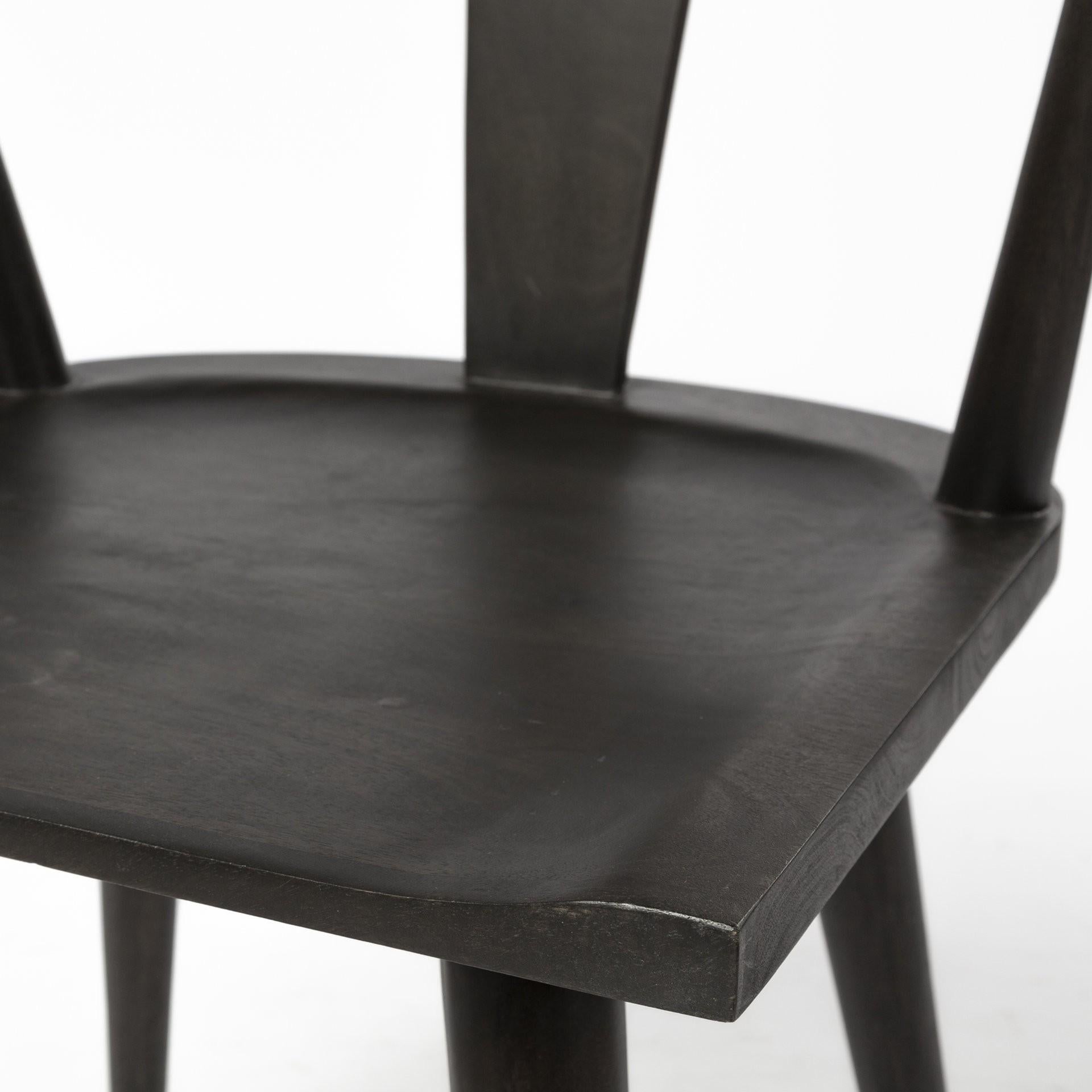 Black Mid Century Sleek Wooden Dining Chair