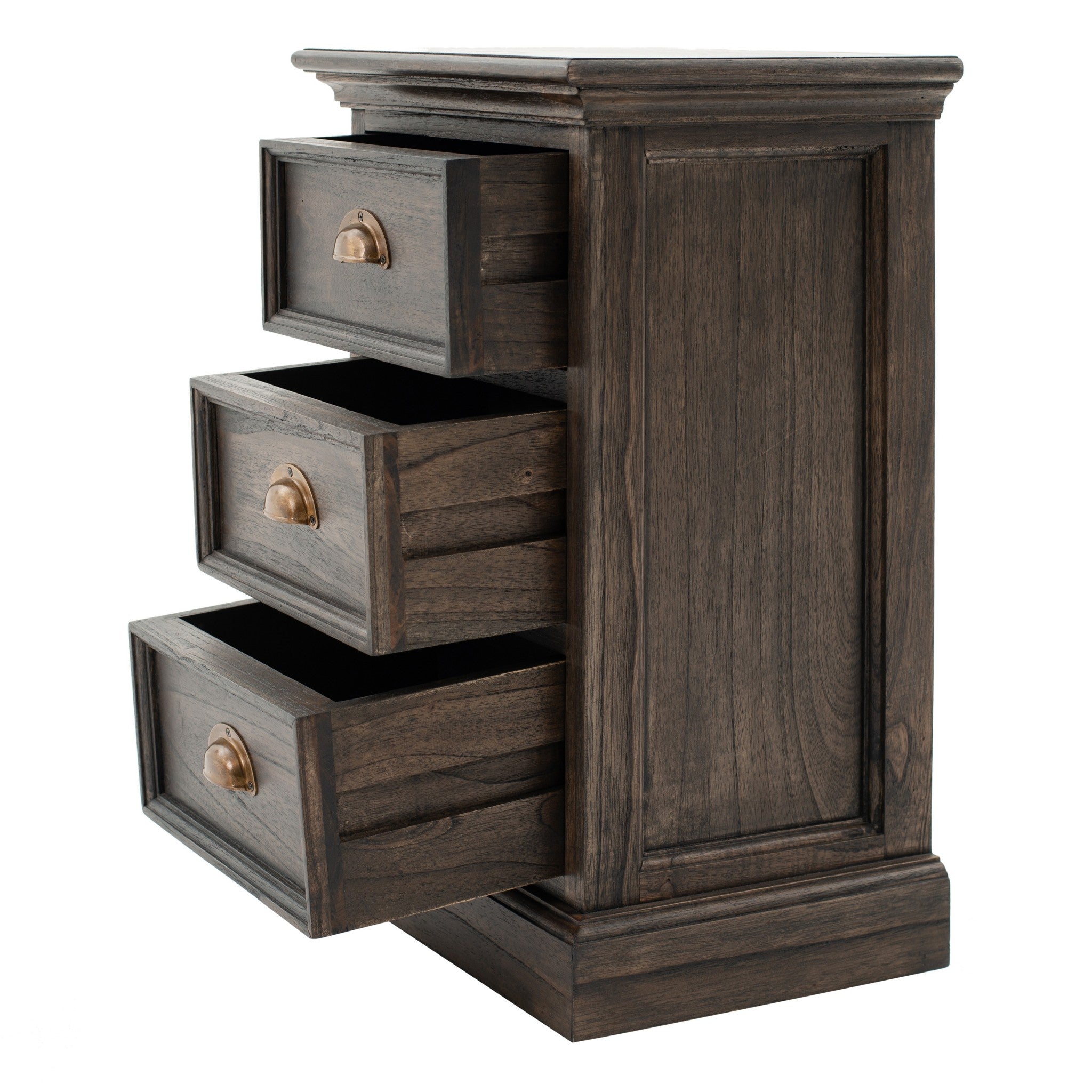 Black Wash Three Drawer Nightstand