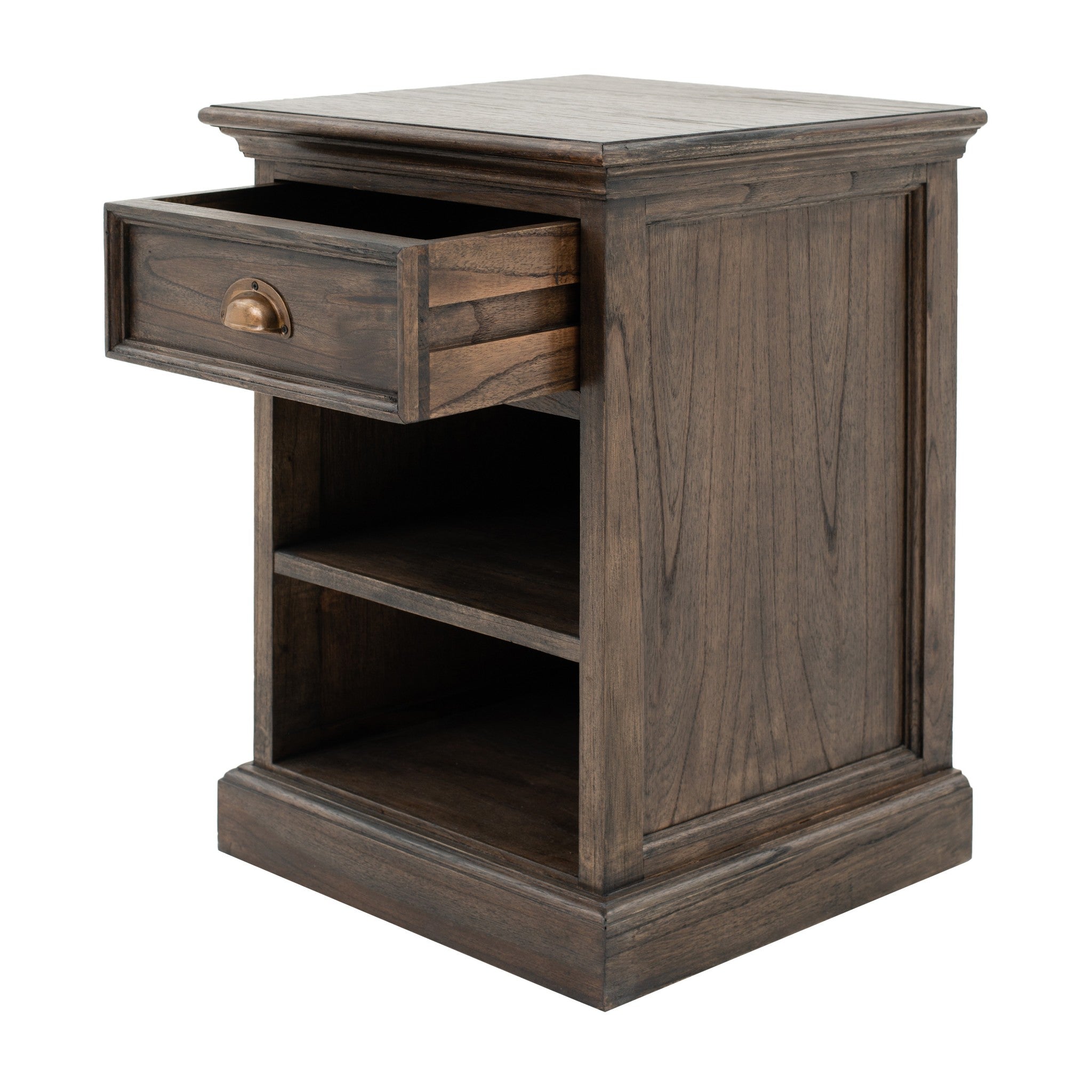 Black Wash Nightstand With Shelves