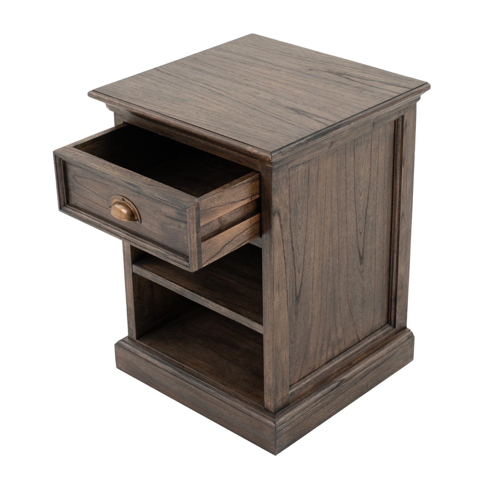 Black Wash Nightstand With Shelves