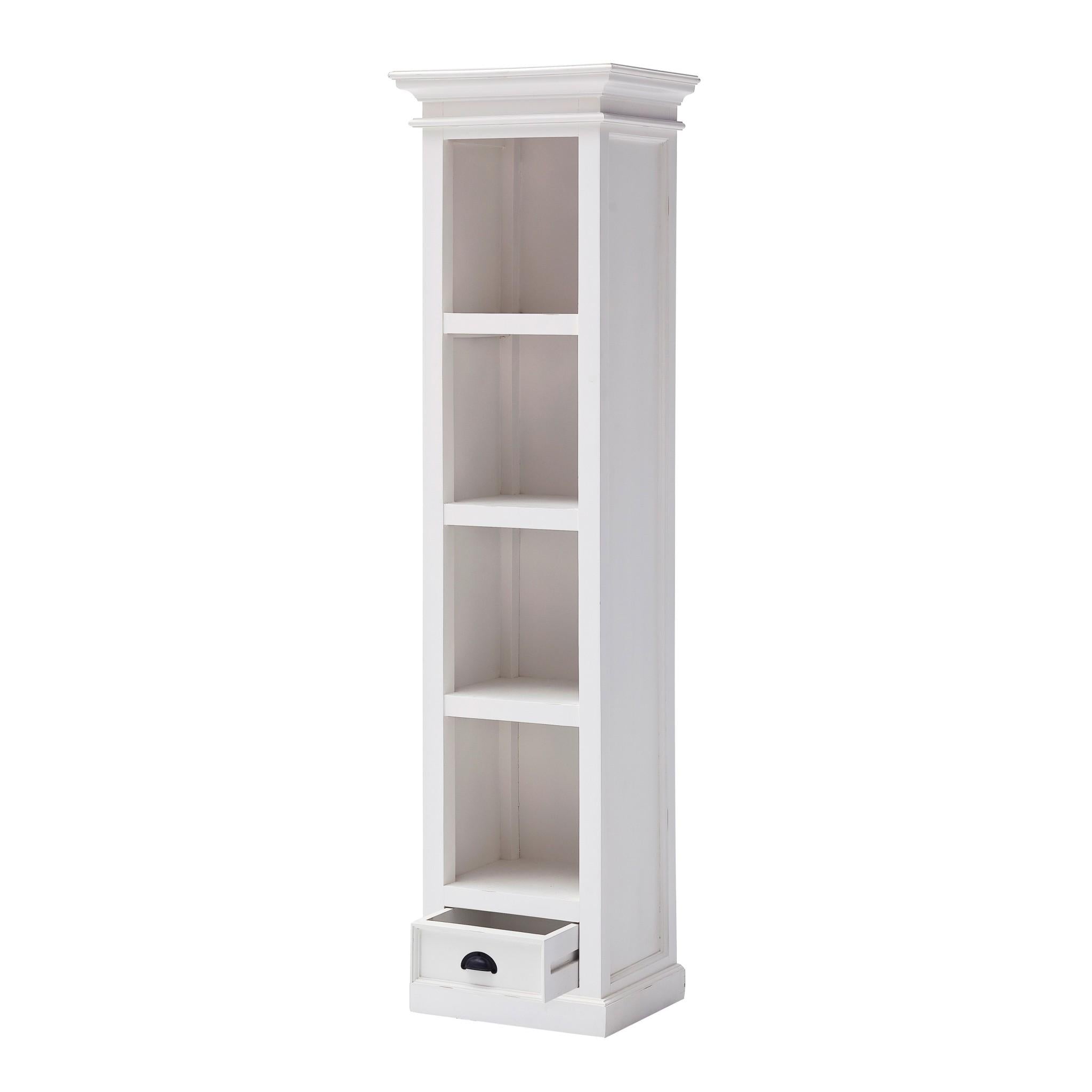 Classic White Bookshelf with Drawer