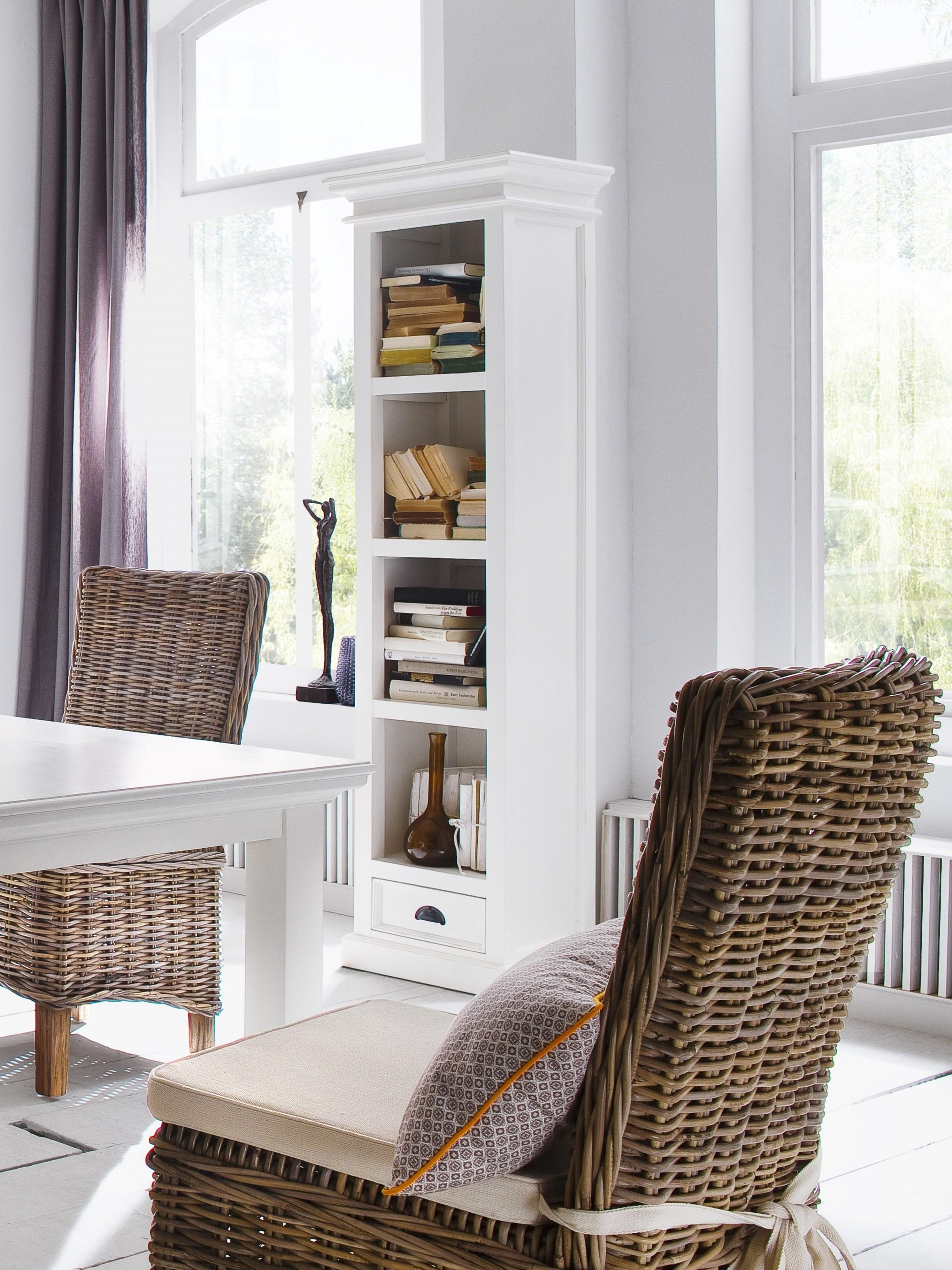 Classic White Bookshelf with Drawer