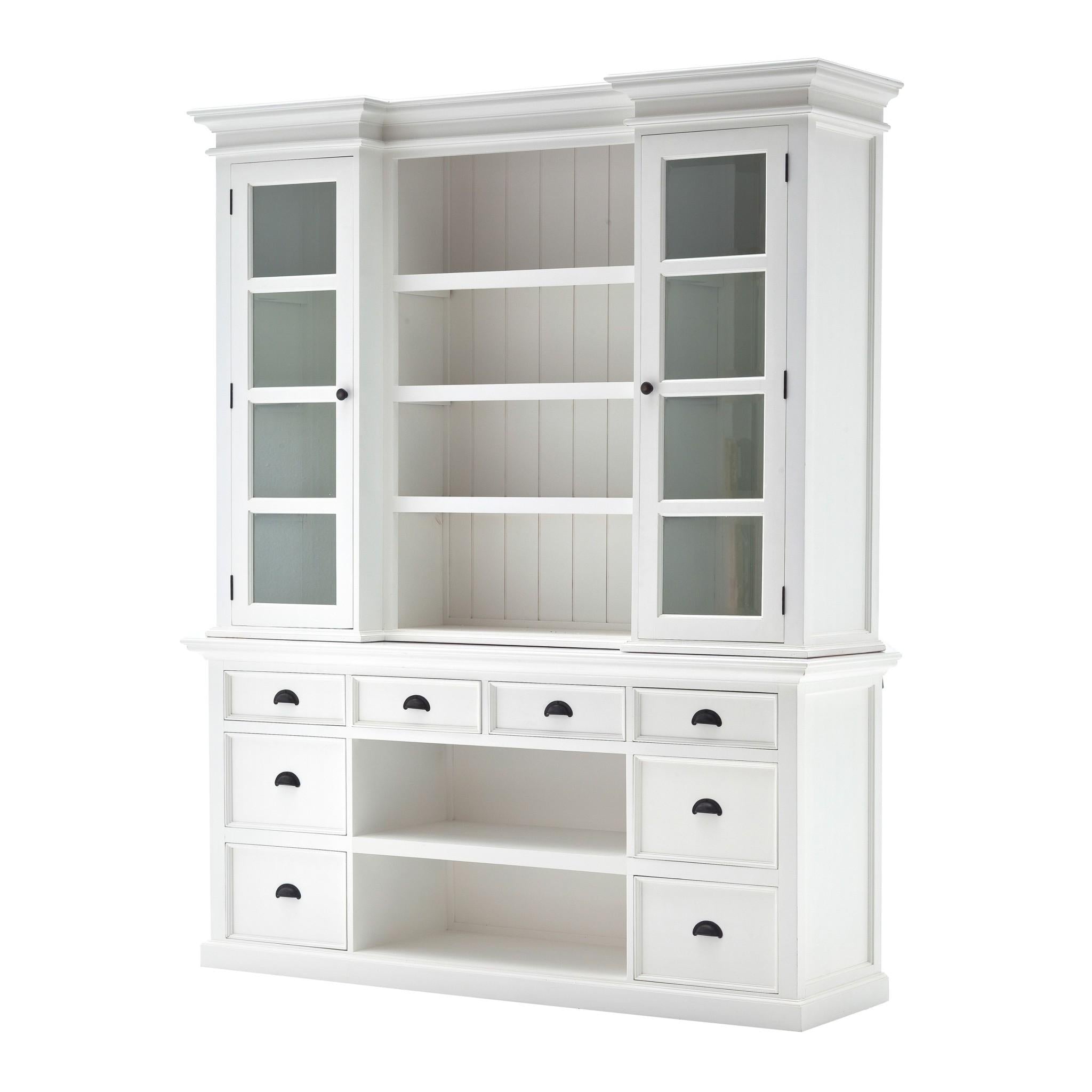 Classic White Library Hutch with Basket Set